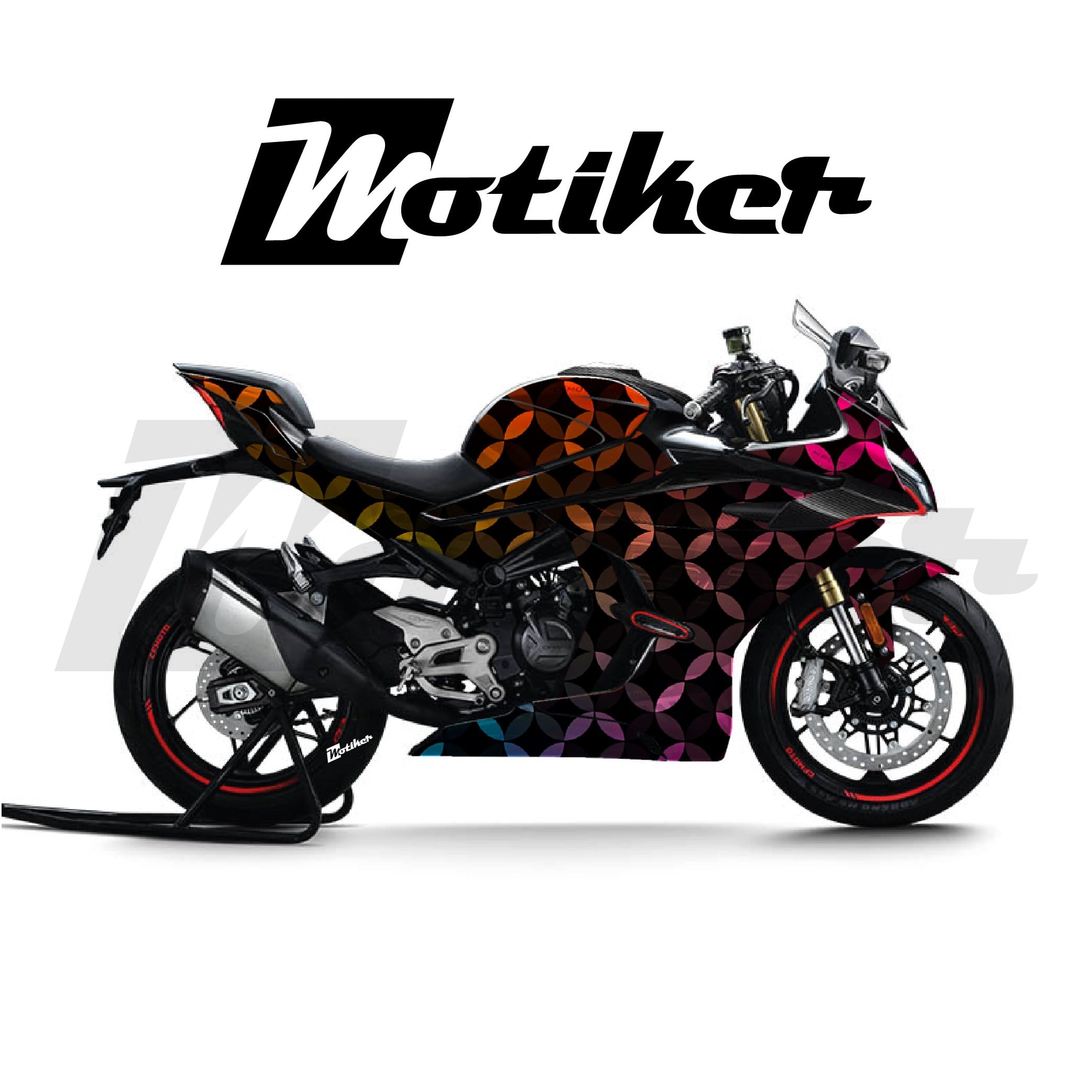 CF MOTO 450SR Parçalı Kaplama Sticker Etiket Modeli Renkli Mozaik Desen 11 (MTK9372)
