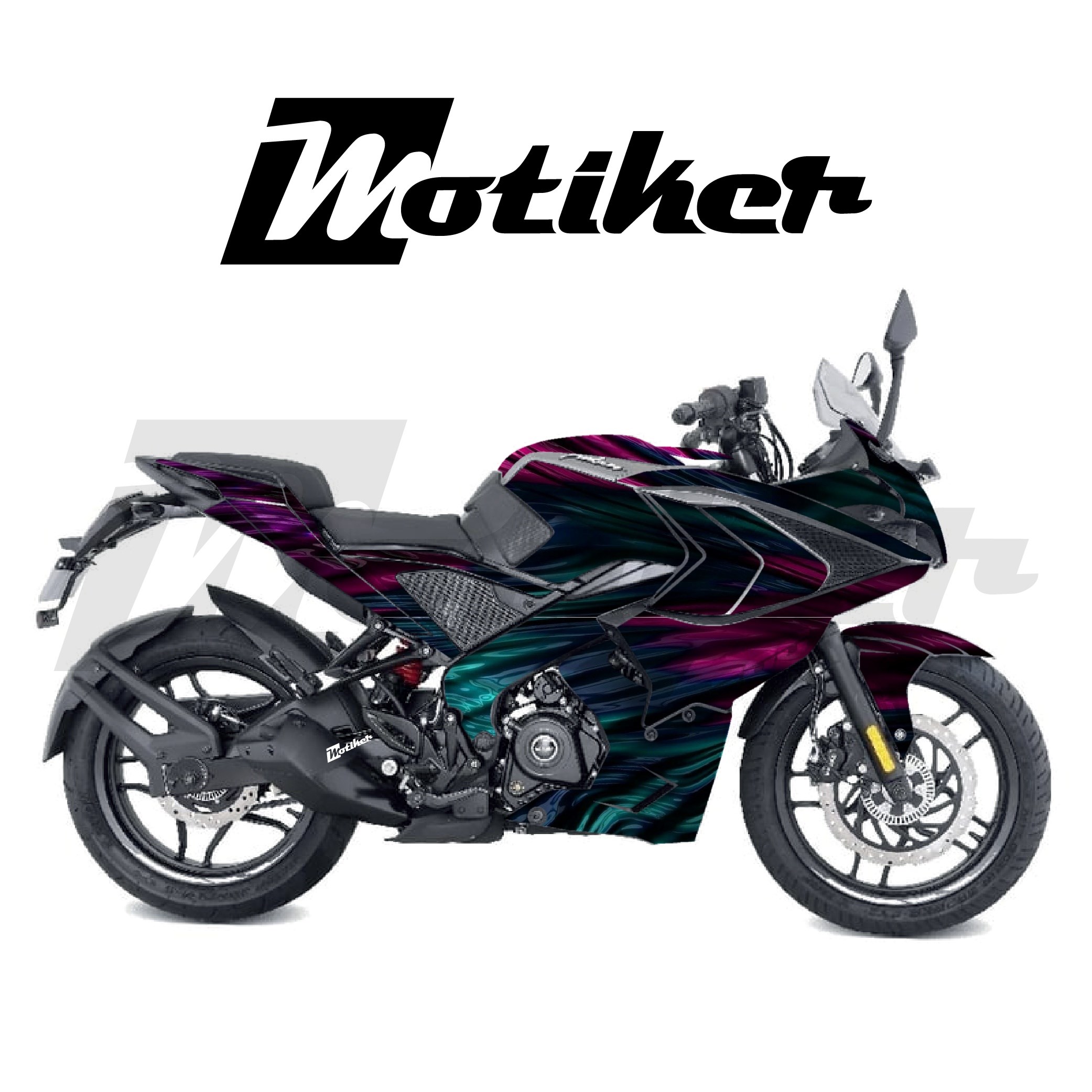 Bajaj RS200 Parçalı Kaplama Sticker Etiket Modeli Sıvı Metal Desen 14 (MTK9375)