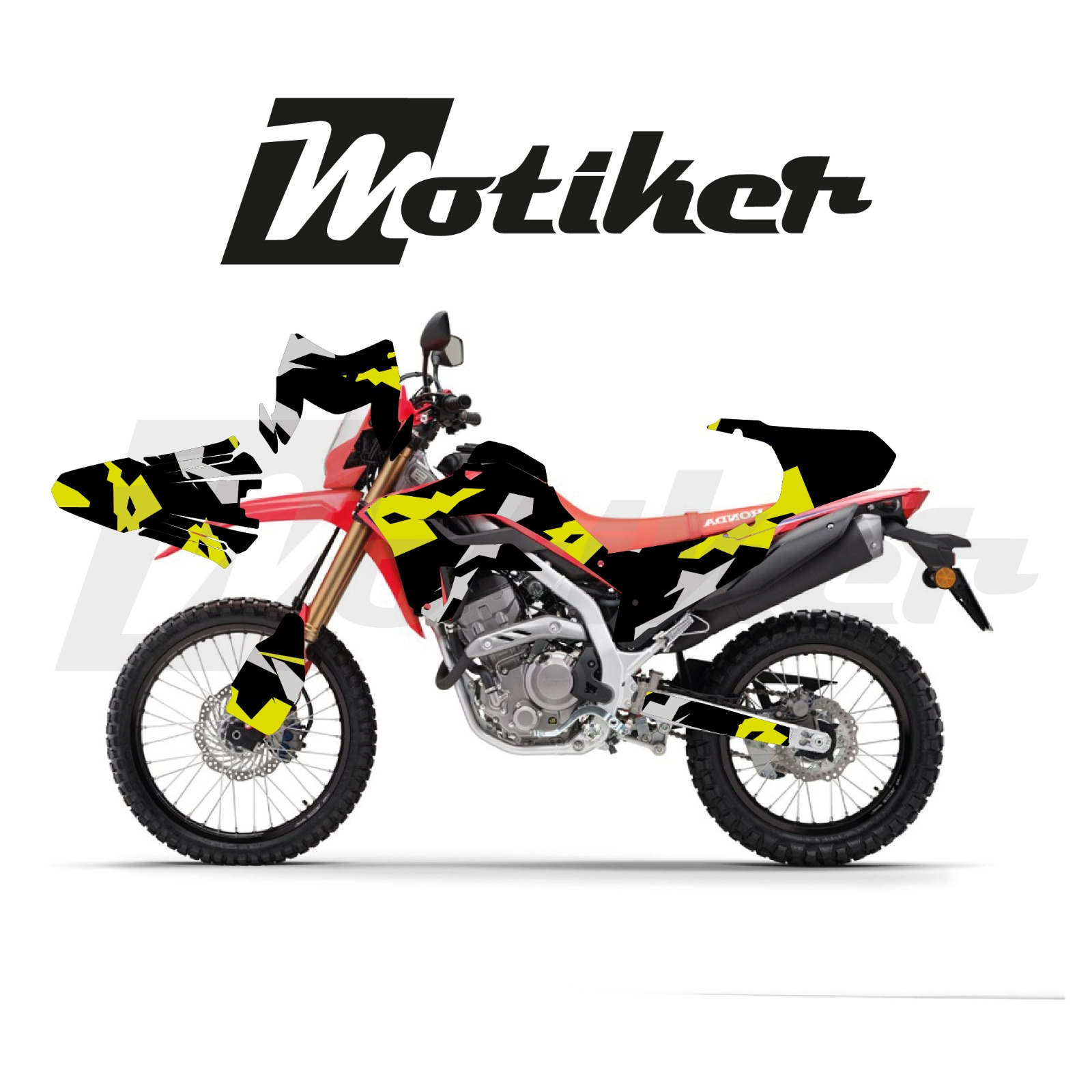 Honda CRF 250L 2021-2026 Model Adventure Kamuflaj Siyah Sarı Tasarımı Sticker Etiket Modeli  