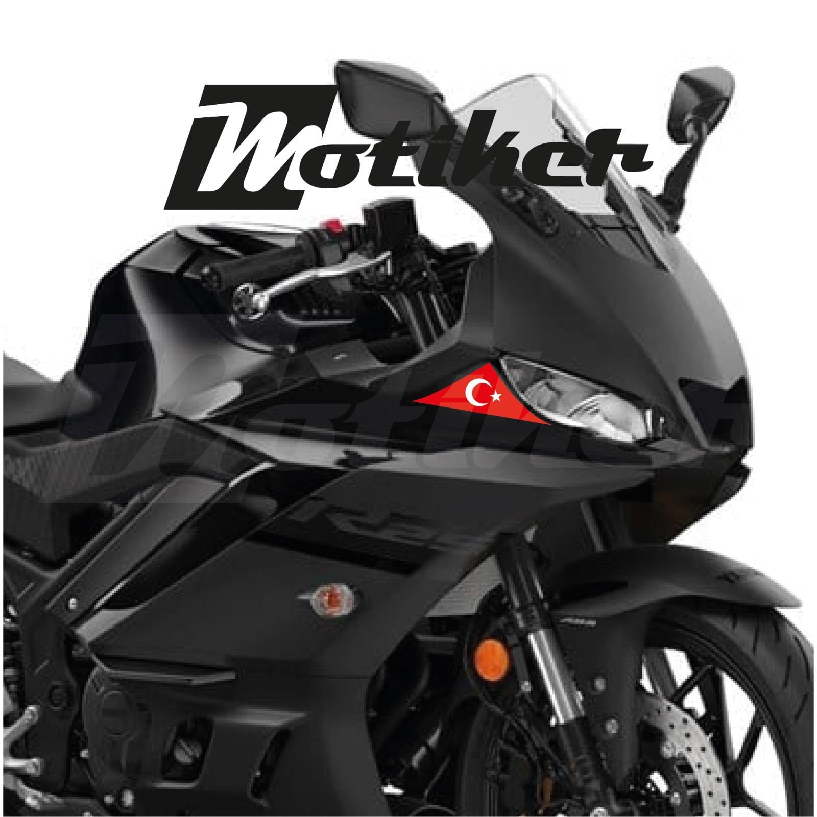 Yamaha YZF R25 Far Yanı Türk Bayrağı Tasarımı Sticker Etiket Modeli 