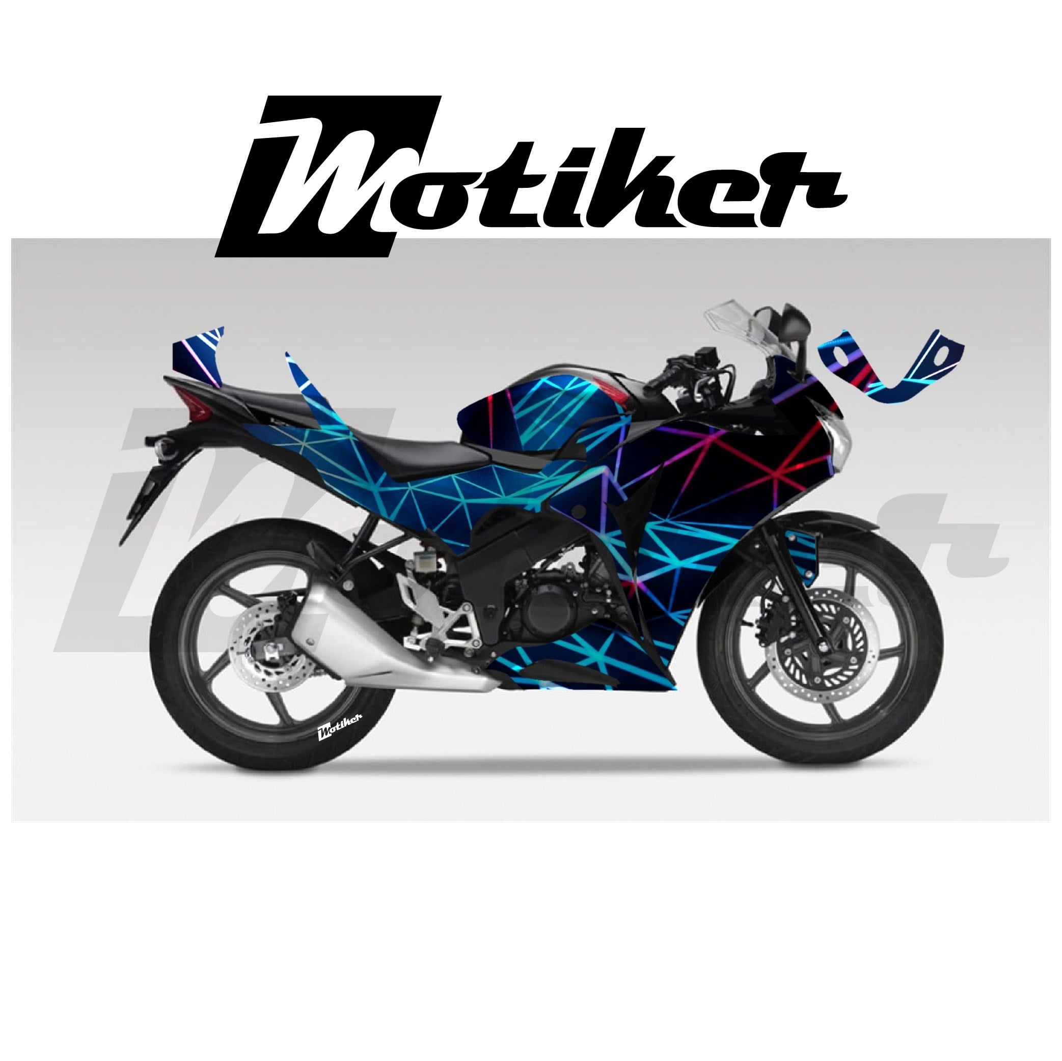 Honda CBR 125R Parçalı Kaplama Sticker Etiket Modeli Prizma Desen 18 (MTK9379)