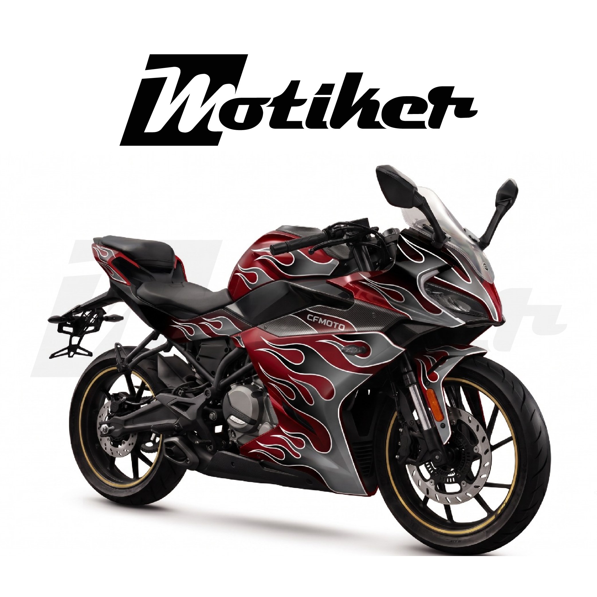 CF MOTO 250SR Alev Desen Tasarımı Sticker Etiket Modeli