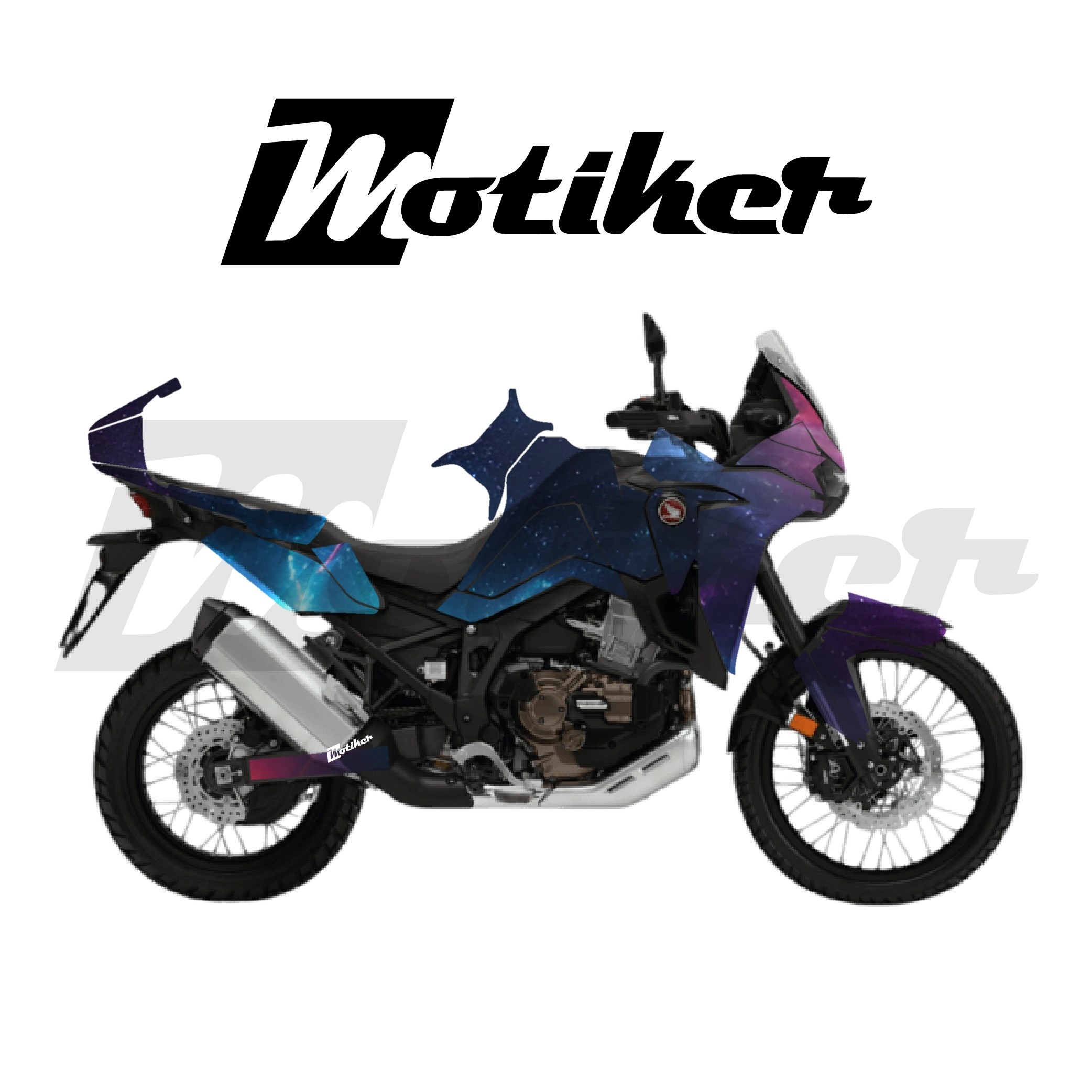 HONDA AFRICA TWIN CRF 1100 L 2020-2023 Parçalı Kaplama Sticker Etiket Modeli Renkli Galaksi Desen 19 (MTK9380)