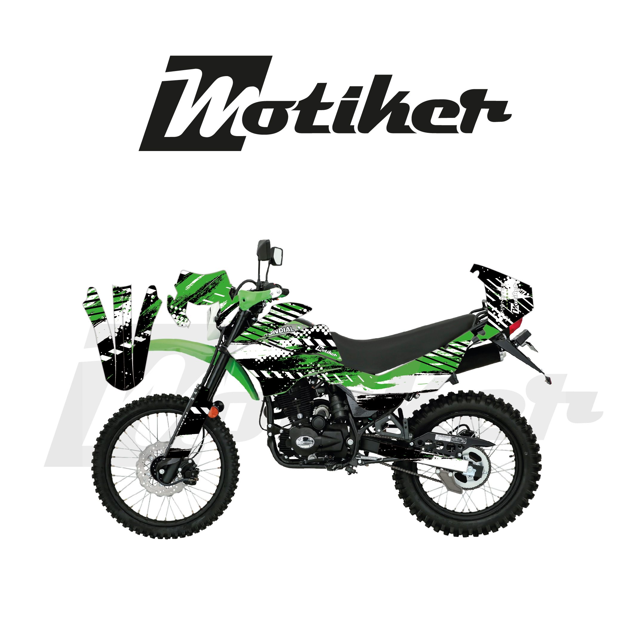 Mondial 2022-2026 Model X-Treme Max 200İ Racing Sport Yeşil Siyah Üstü Beyaz Tasarımı Sticker Etiket Modeli