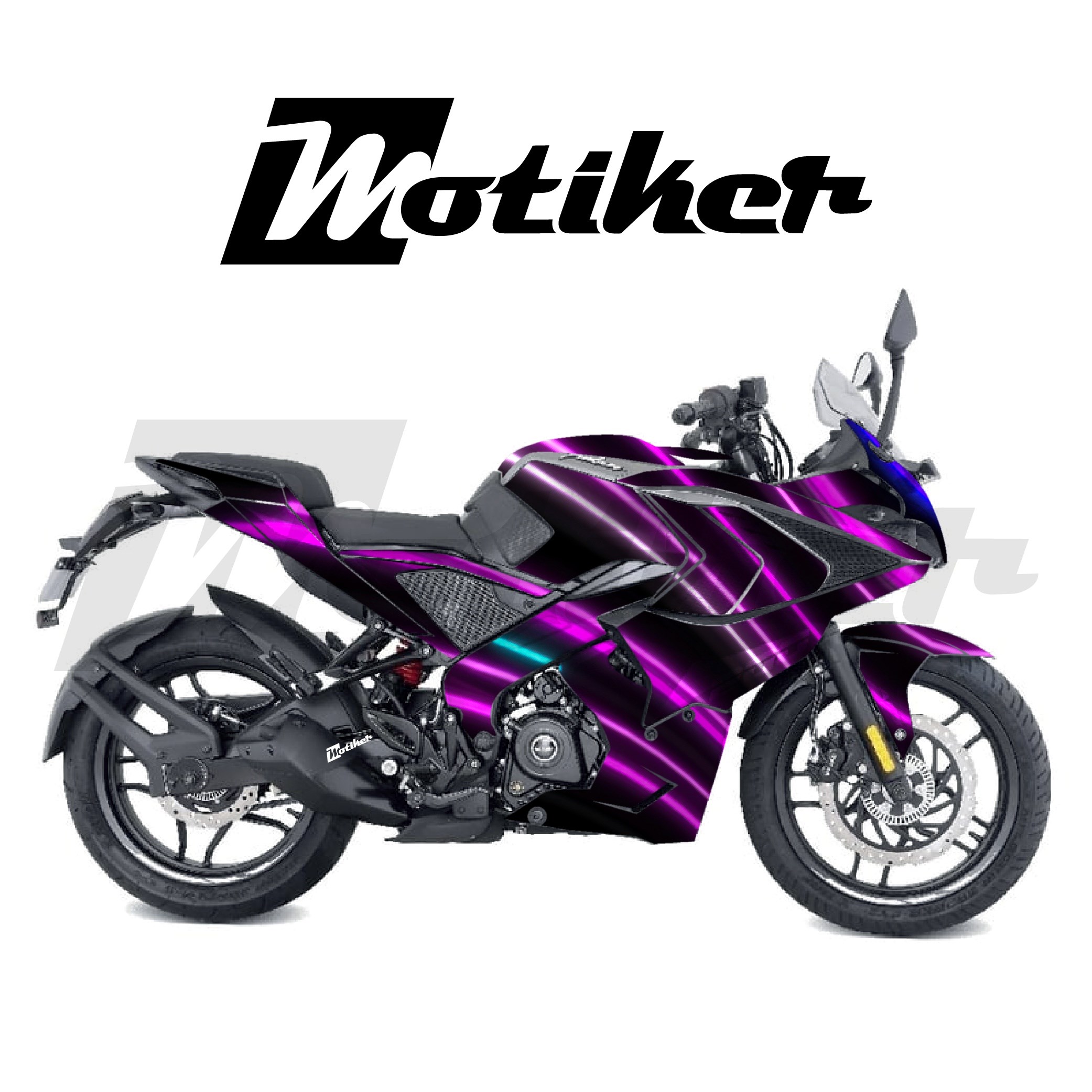 Bajaj RS200 Parçalı Kaplama Sticker Etiket Modeli Işıklı Dalgalar Desen 24 (MTK9385)