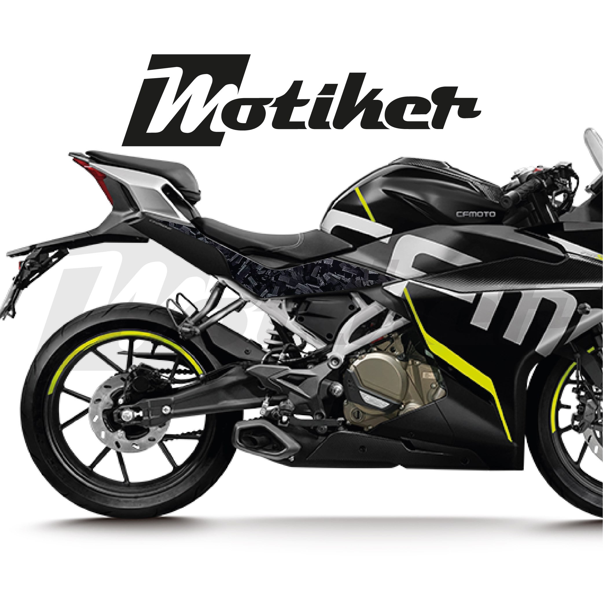 CFMOTO 250SR Orta Şase Forget Karbon Tasarımı Sticker Etiket Modeli