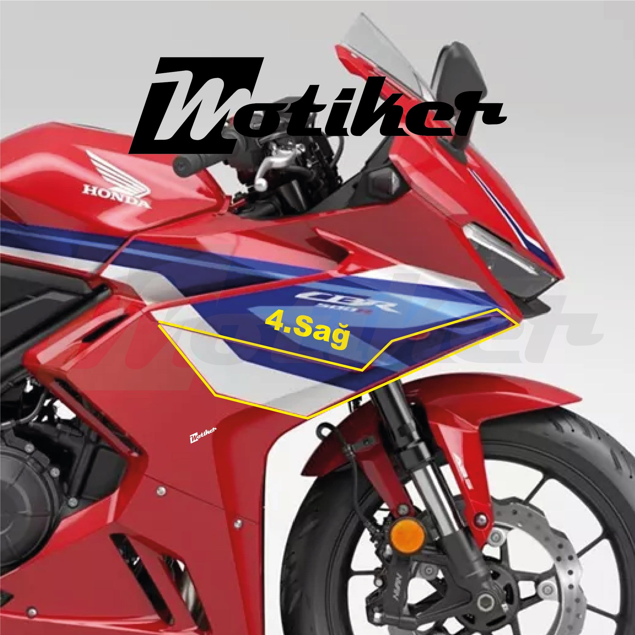 Honda CBR500R 2025-2026 Model Orjinal Tasarım Sağ 4. Parça Sticker Etiket Modeli