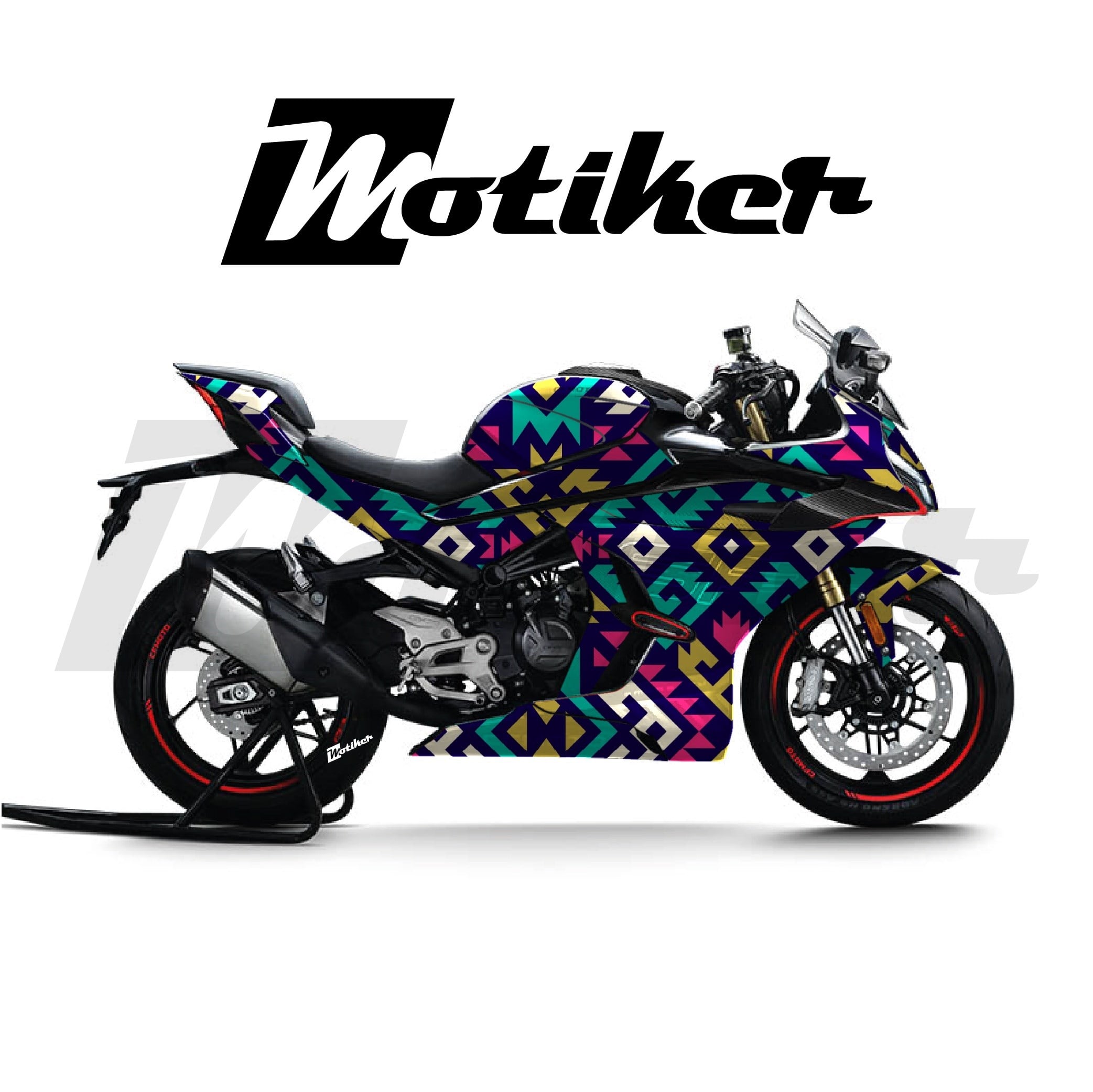 CF MOTO 450SR Parçalı Kaplama Sticker Etiket Modeli Etnik Motif Desen 9 (MTK9370)