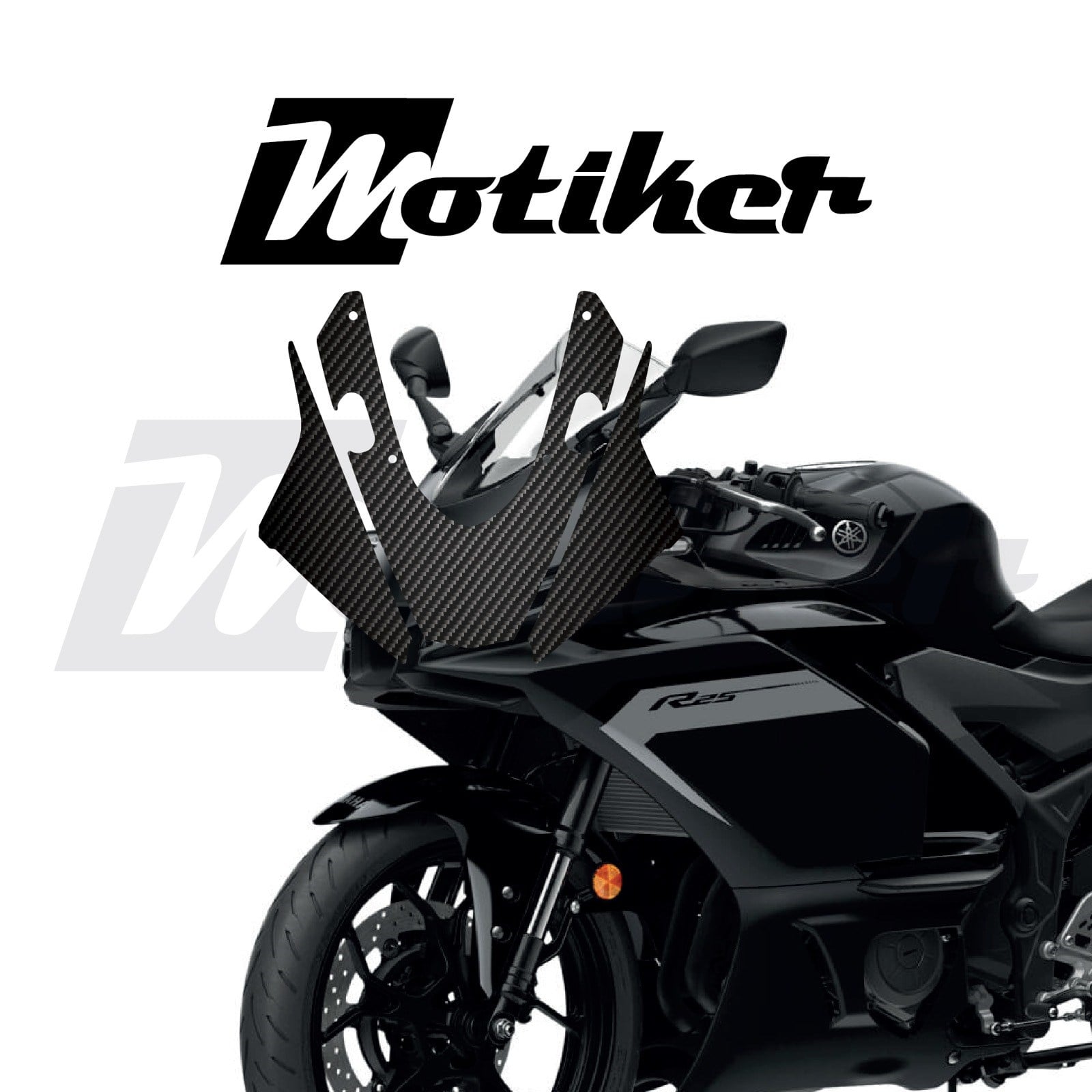 Yamaha YZF R25 - R3 /2019 - 2025  Model Ön Kafa Mat Karbon Tasarım Sticker Etiket Modeli