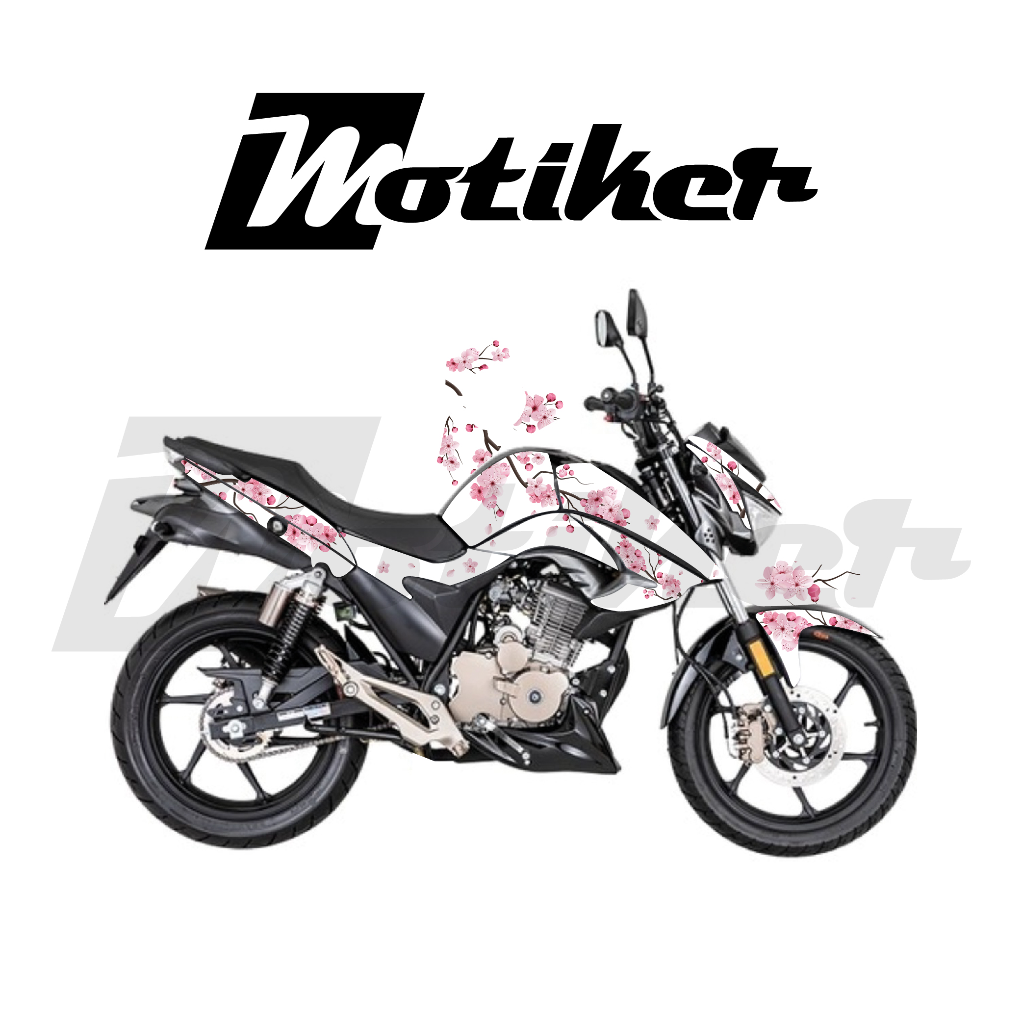 Mondial Drift L Sakura Çiçeği Beyaz Zemin Üzer Pembe Çiçek Tasarımı Sticker Etiket Modeli