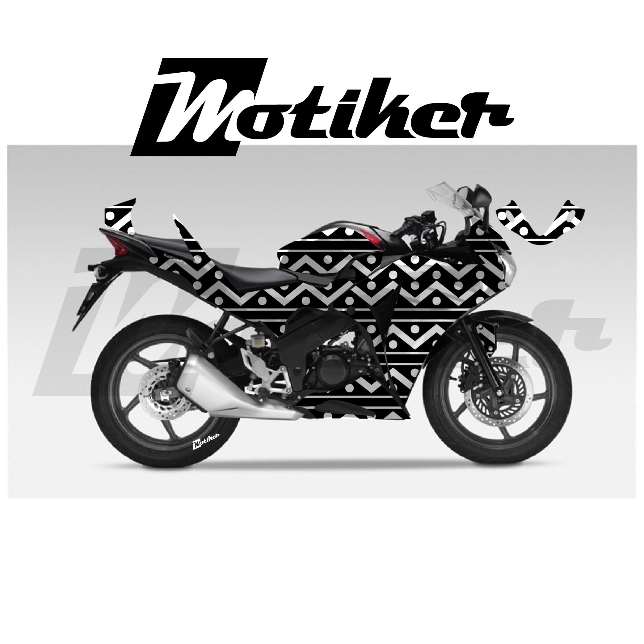 Honda CBR 125R Parçalı Kaplama Sticker Etiket Modeli Zikzak Çizgiler Desen 20 (MTK9381)
