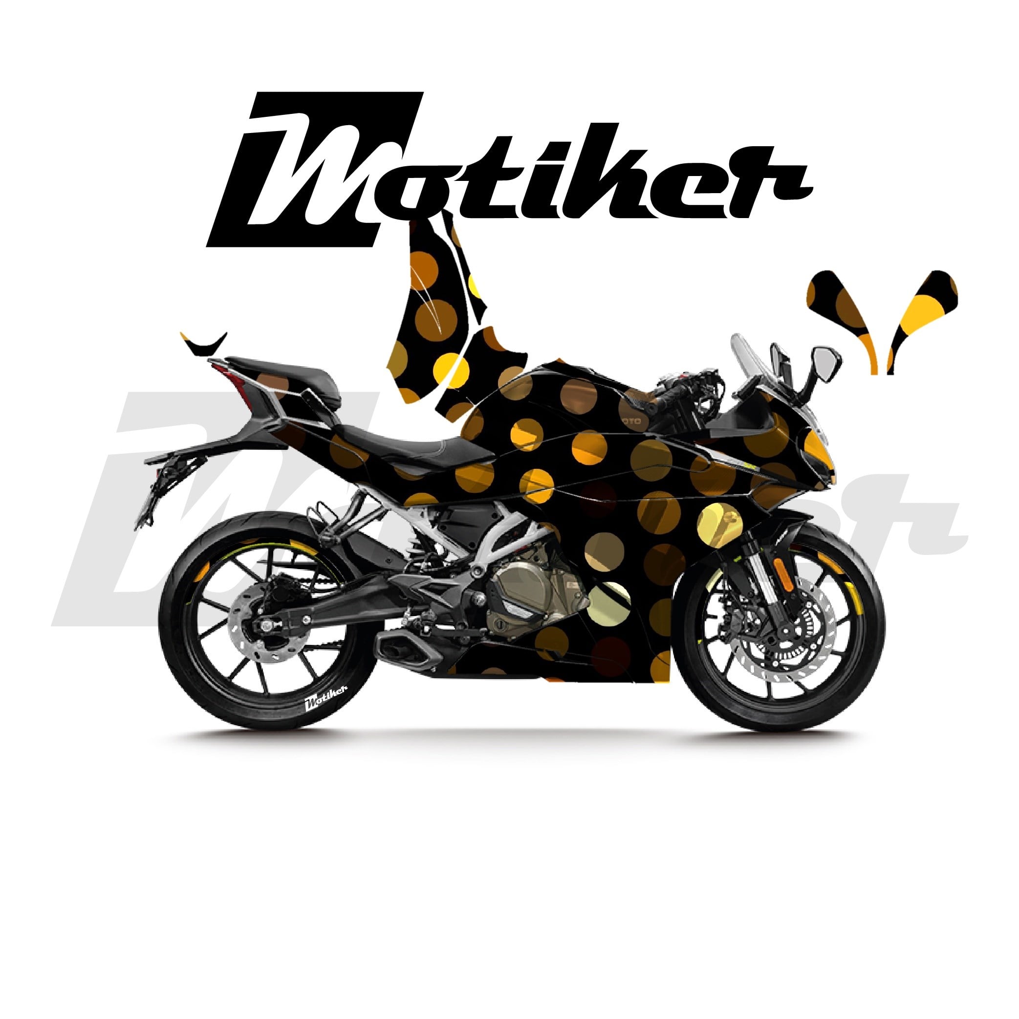 CFMOTO 250SR Parçalı Kaplama Sticker Etiket Modeli Altın Noktalar Desen 15 (MTK9376)