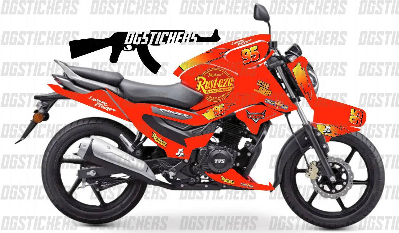 TVS Raider 125 Şimşek Mcqueen Kırmızı Tasarım Sticker Etiket Modeli