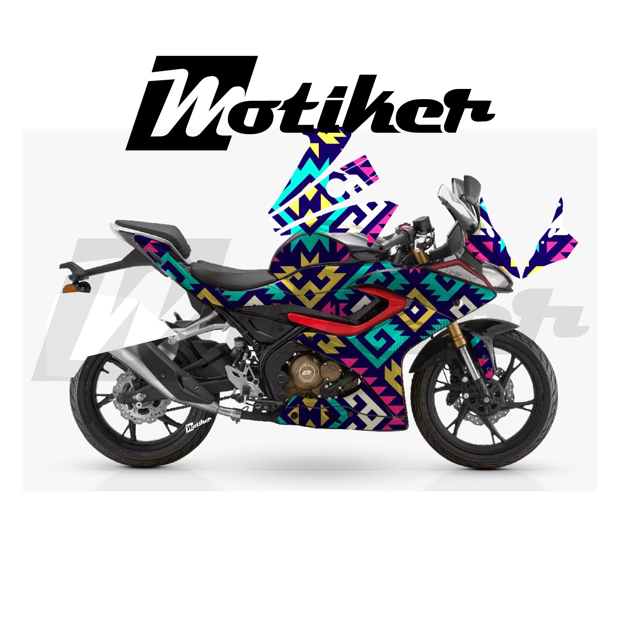 RKS SRK 125R Parçalı Kaplama Sticker Etiket Modeli Etnik Motif Desen 9 (MTK9370)