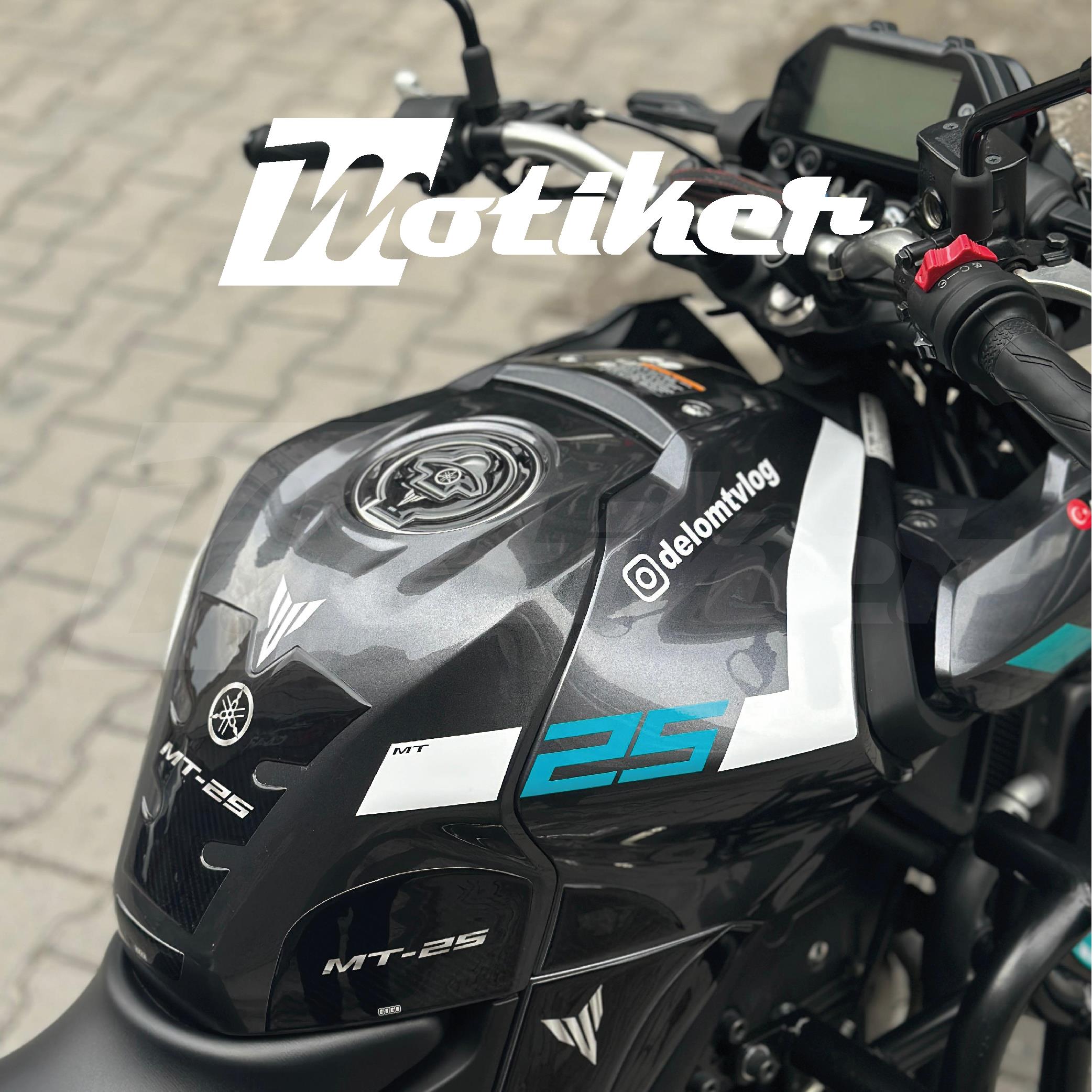 Yamaha MT-25 2024 Depo Üstü Sticker Etiket Modeli Turkuaz Beyaz Çift Renk