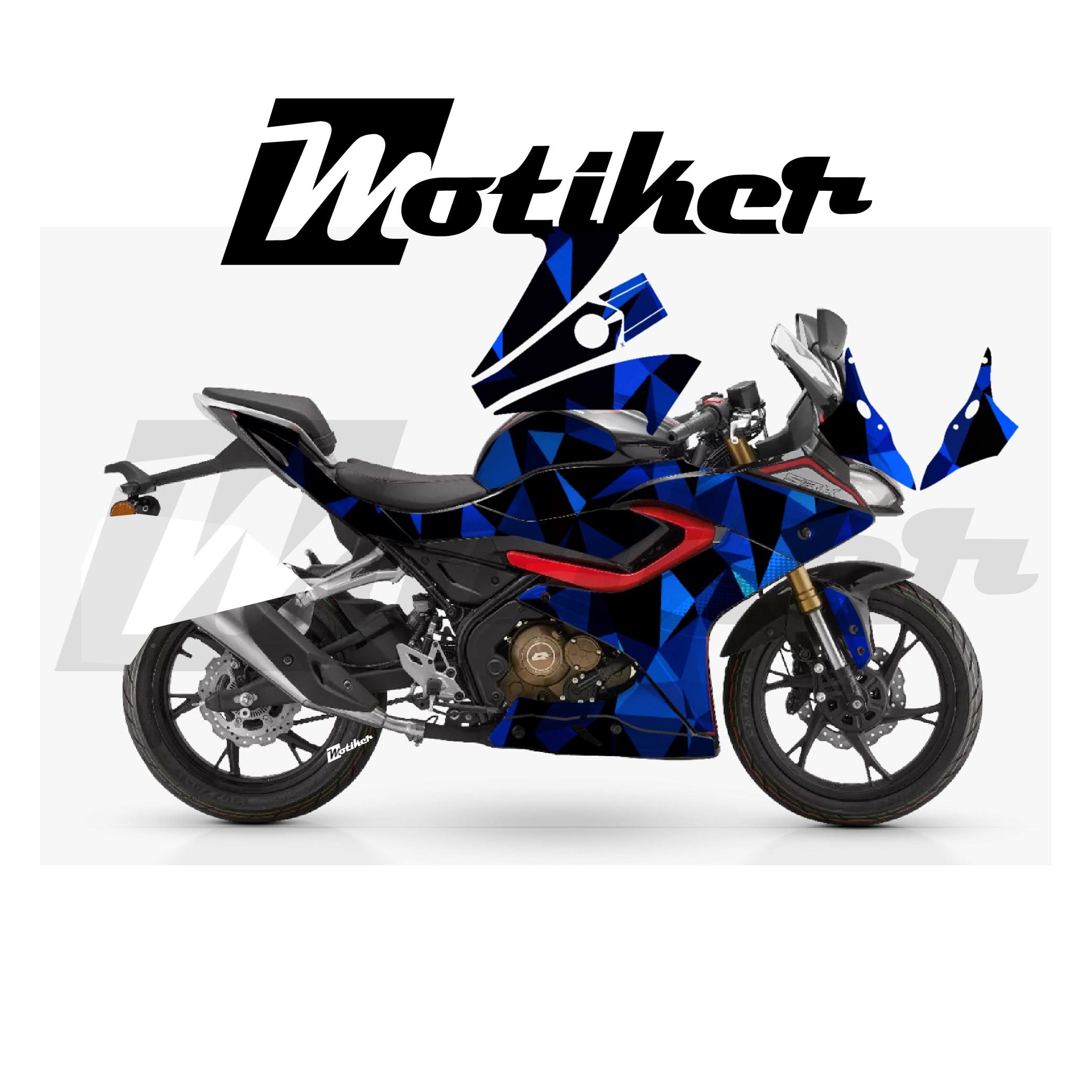 RKS SRK 125R Parçalı Kaplama Sticker Etiket Modeli Poligon Desen 5 (MTK9366)