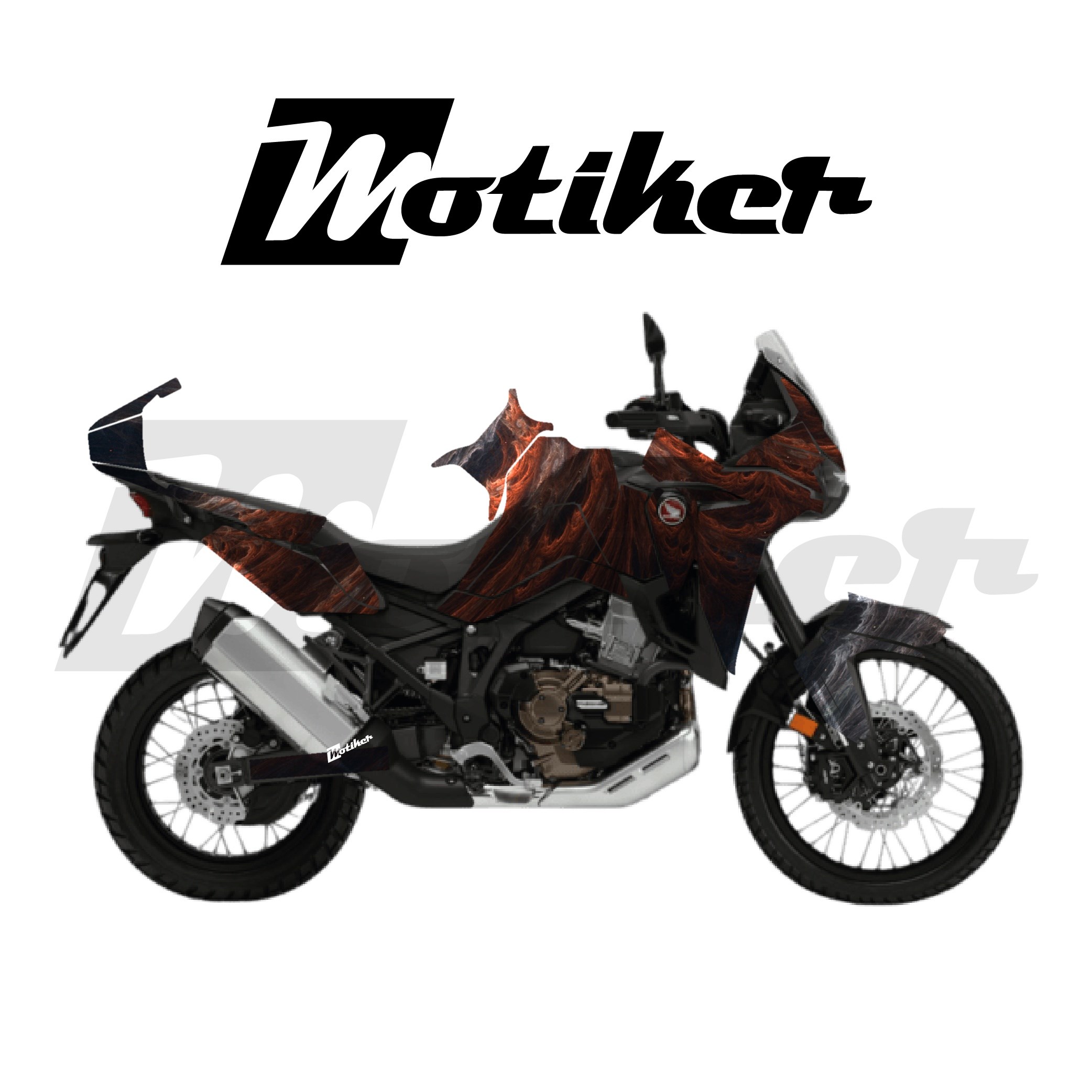 HONDA AFRICA TWIN CRF 1100 L 2020-2023 Parçalı Kaplama Sticker Etiket Modeli Soyut Alev Desen 16 (MTK9377)