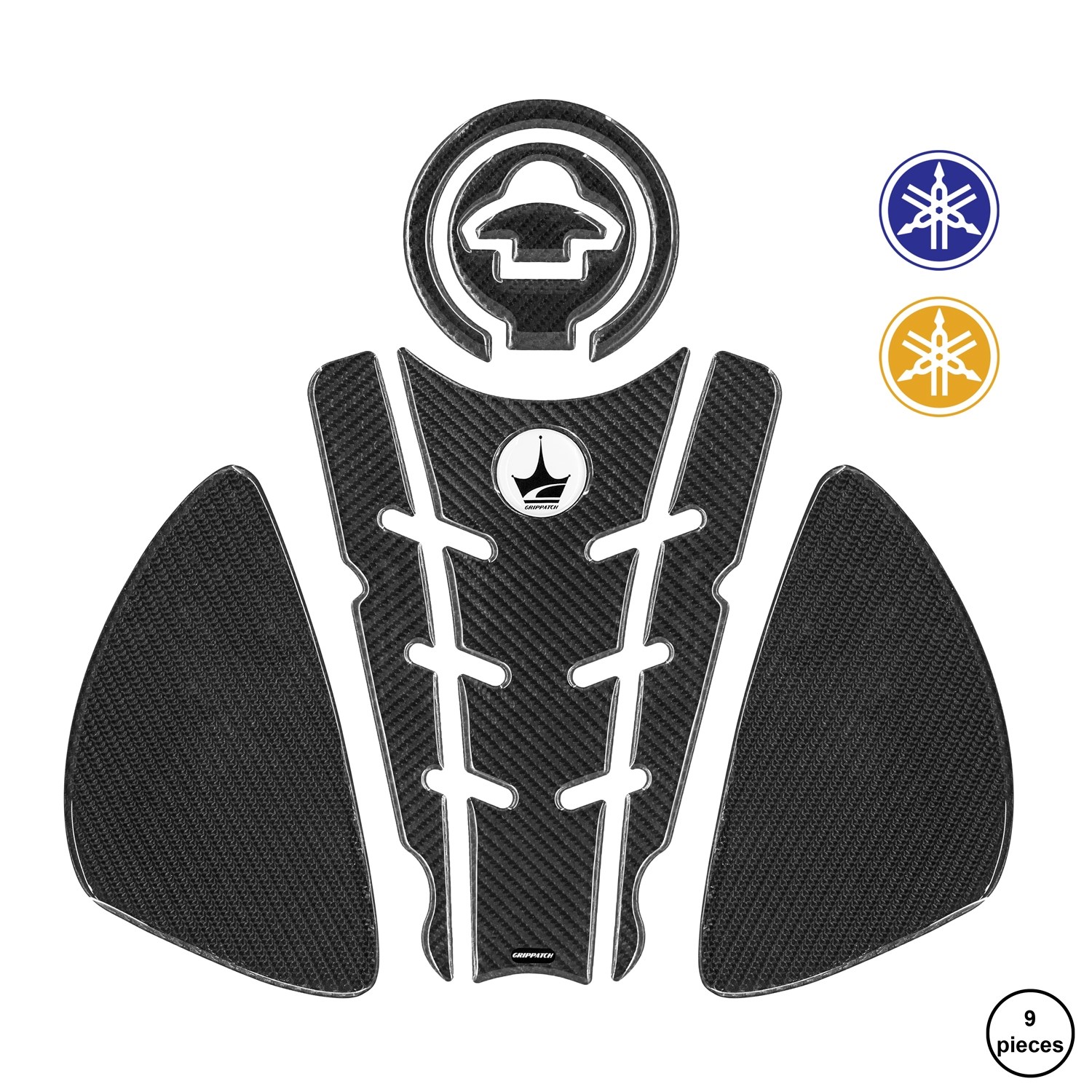 Grippatch Yamaha R25 2014-2018 Uyumlu Kaydırmaz 6D Karbon 9 Parça Tank Pad Seti GC33
