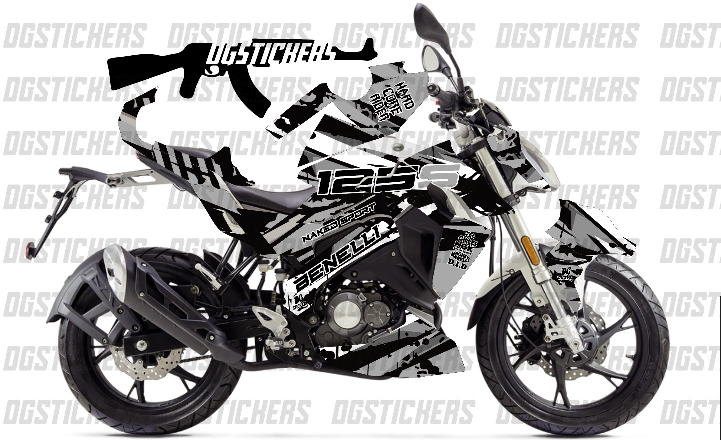 Benelli 125S Gri Siyah Sport Design Tasarımı Sticker Etiket Modeli