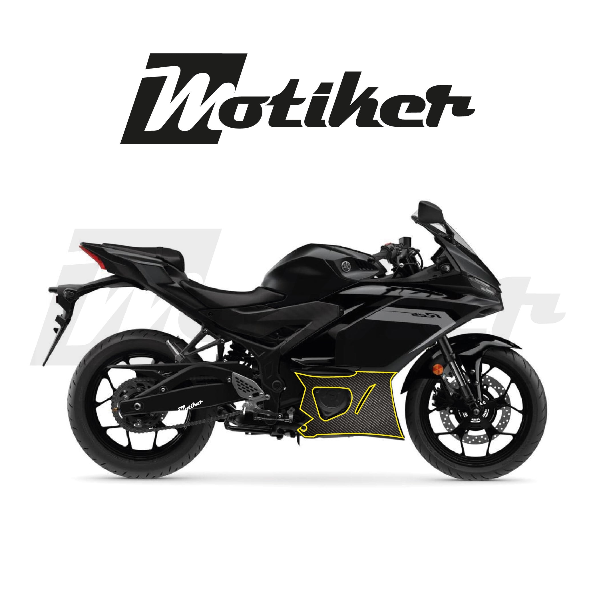 Yamaha YZF R25 - R3 /2019 - 2025   Model Alt Sakal Grenaj Mat Karbon Tasarım Sticker Etiket Modeli