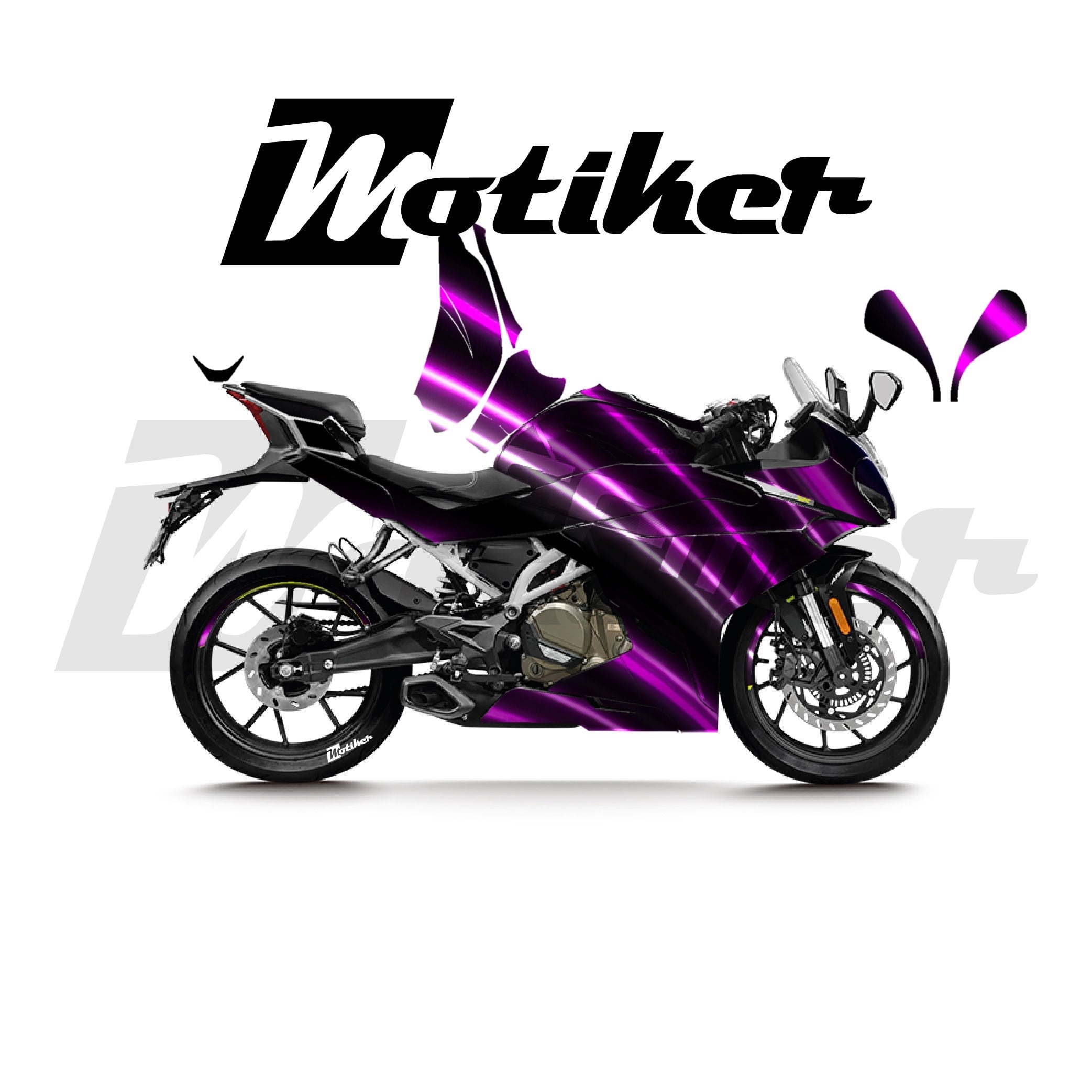 CFMOTO 250SR Parçalı Kaplama Sticker Etiket Modeli Işıklı Dalgalar Desen 24 (MTK9385)