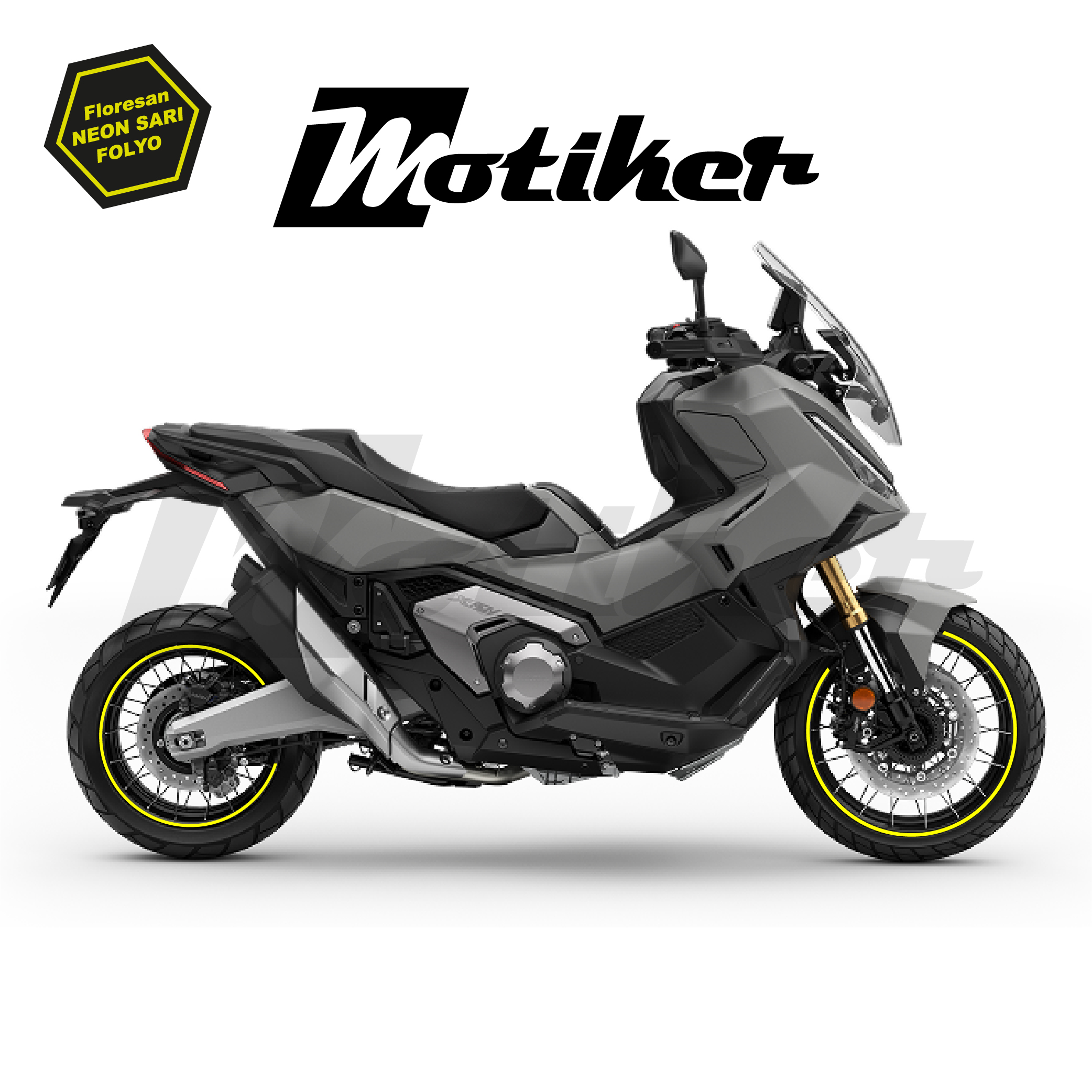 Honda X-ADV 2025 Model Neon Sarı Jant Tasarımı Sticker Etiket Modeli