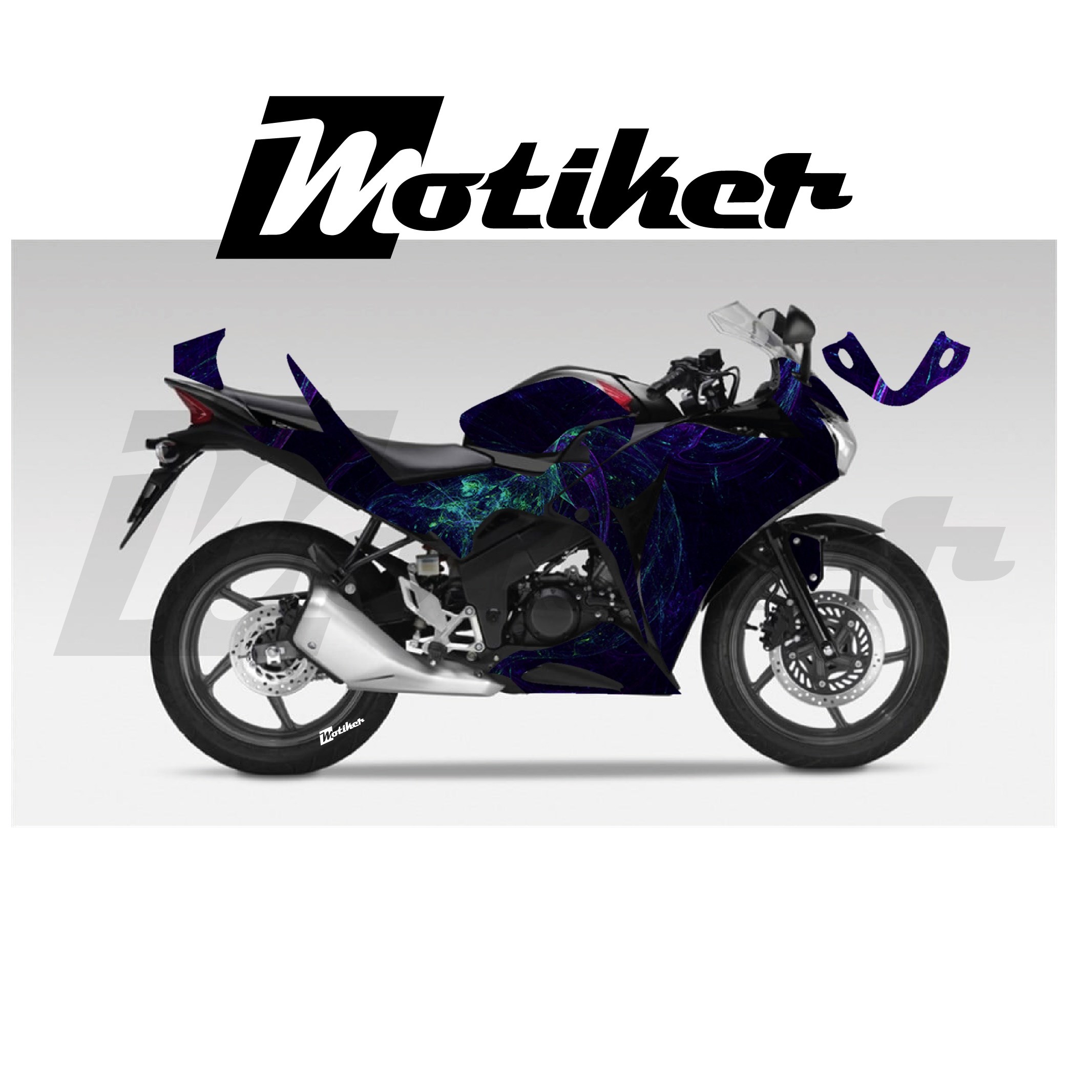 Honda CBR 125R Parçalı Kaplama Sticker Etiket Modeli Kozmik Duman Desen 23 (MTK9384)