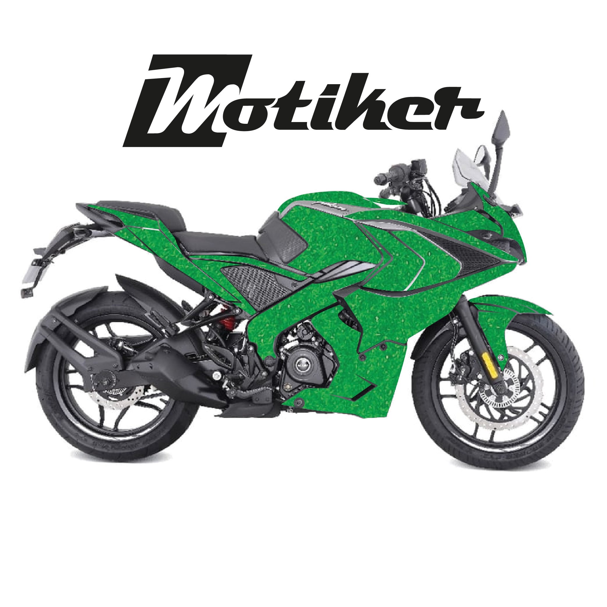 Bajaj Pulsar RS200 Parlak Yeşil Parçalı Kaplama Tasarımı Sticker Etiket Modeli