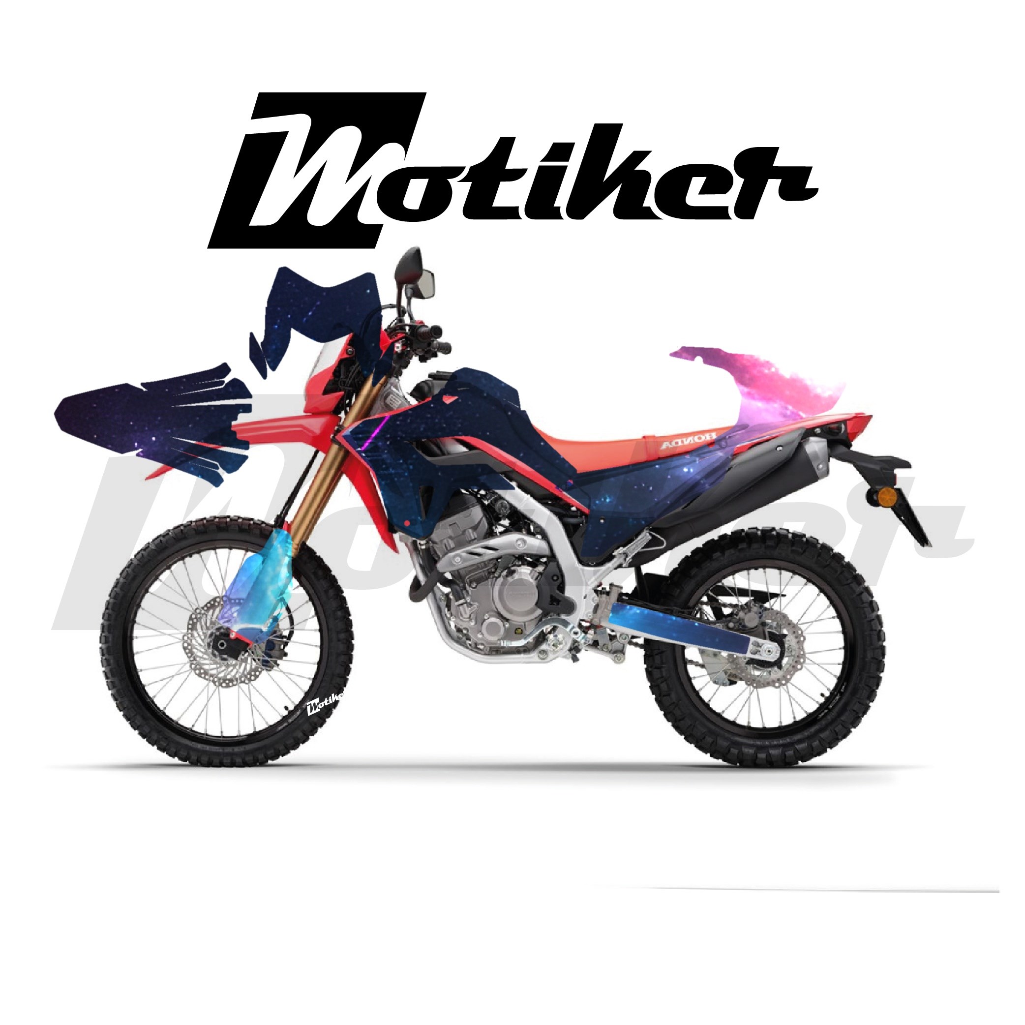 Honda CRF250L Parçalı Kaplama Sticker Etiket Modeli Renkli Galaksi Desen 19 (MTK9380)