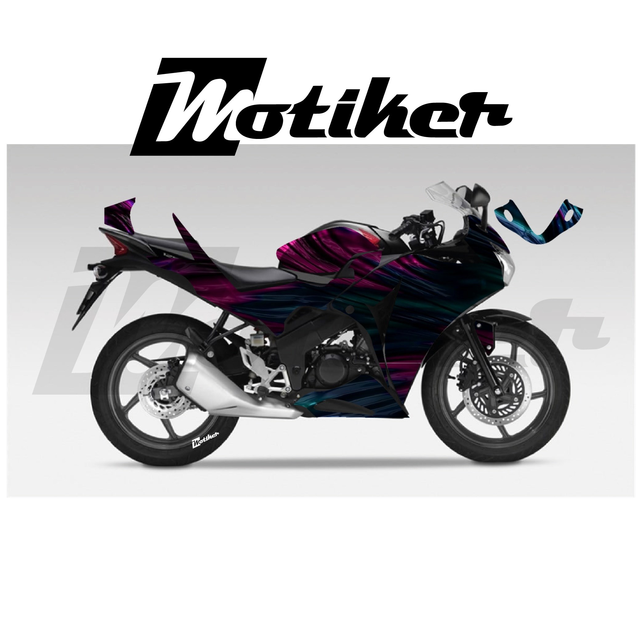 Honda CBR 125R Parçalı Kaplama Sticker Etiket Modeli Sıvı Metal Desen 14 (MTK9375)