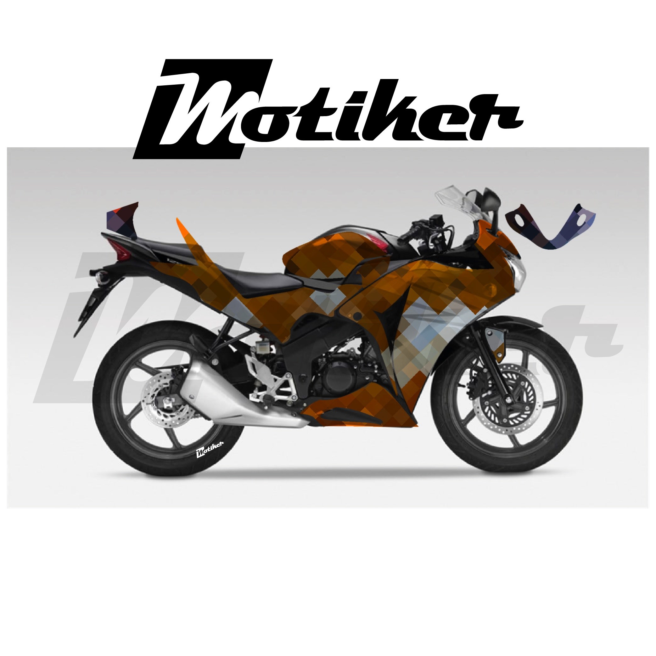 Honda CBR 125R Parçalı Kaplama Sticker Etiket Modeli Piksel Mozaik Desen 25 (MTK9386)
