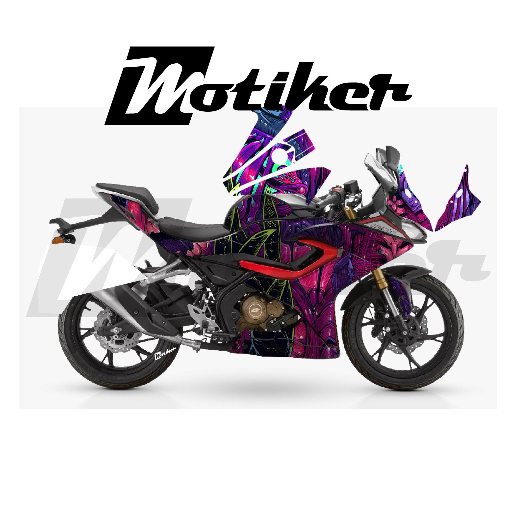 RKS SRK 125R Parçalı Kaplama Sticker Etiket Modeli Yaratık Desen 8 (MTK9369)