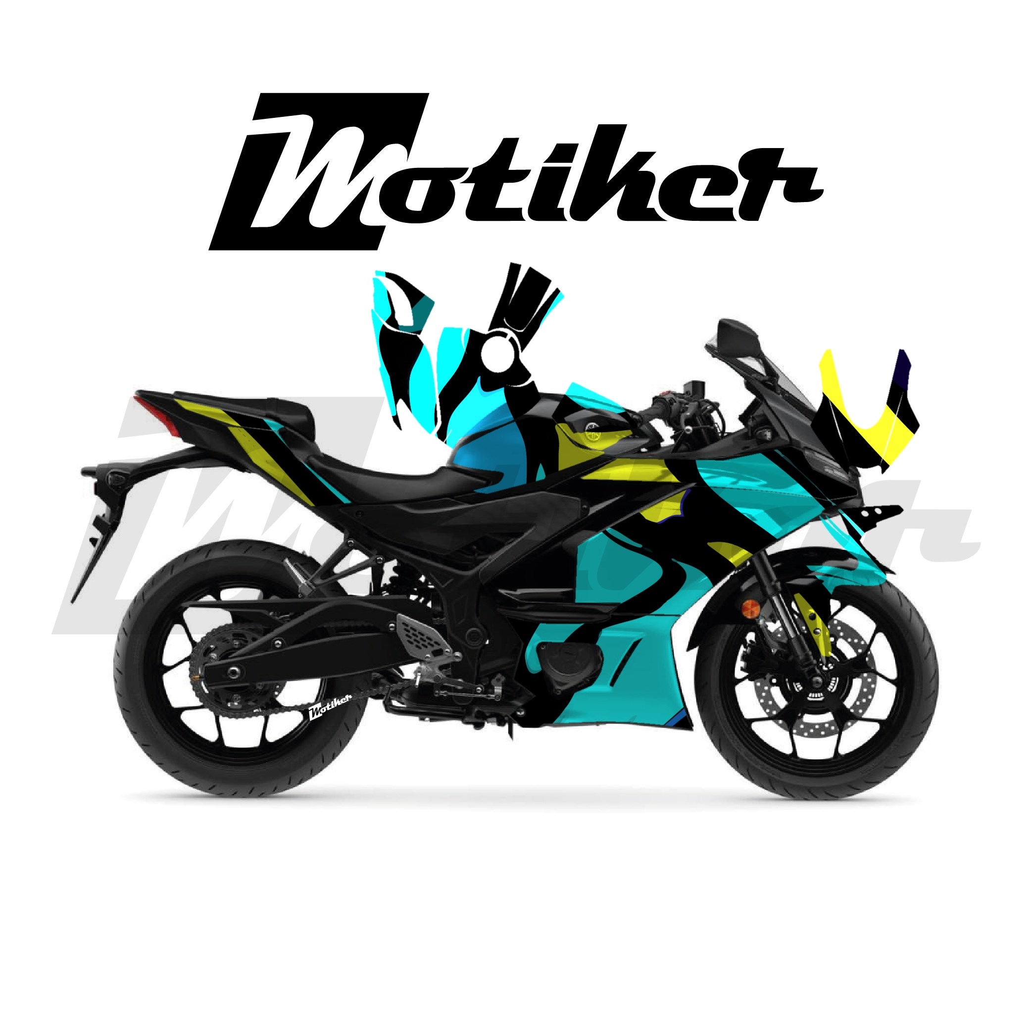 Yamaha YZF R25 Parçalı Kaplama Sticker Etiket Modeli Soyut Kamuflaj Desen 22 (MTK9383)