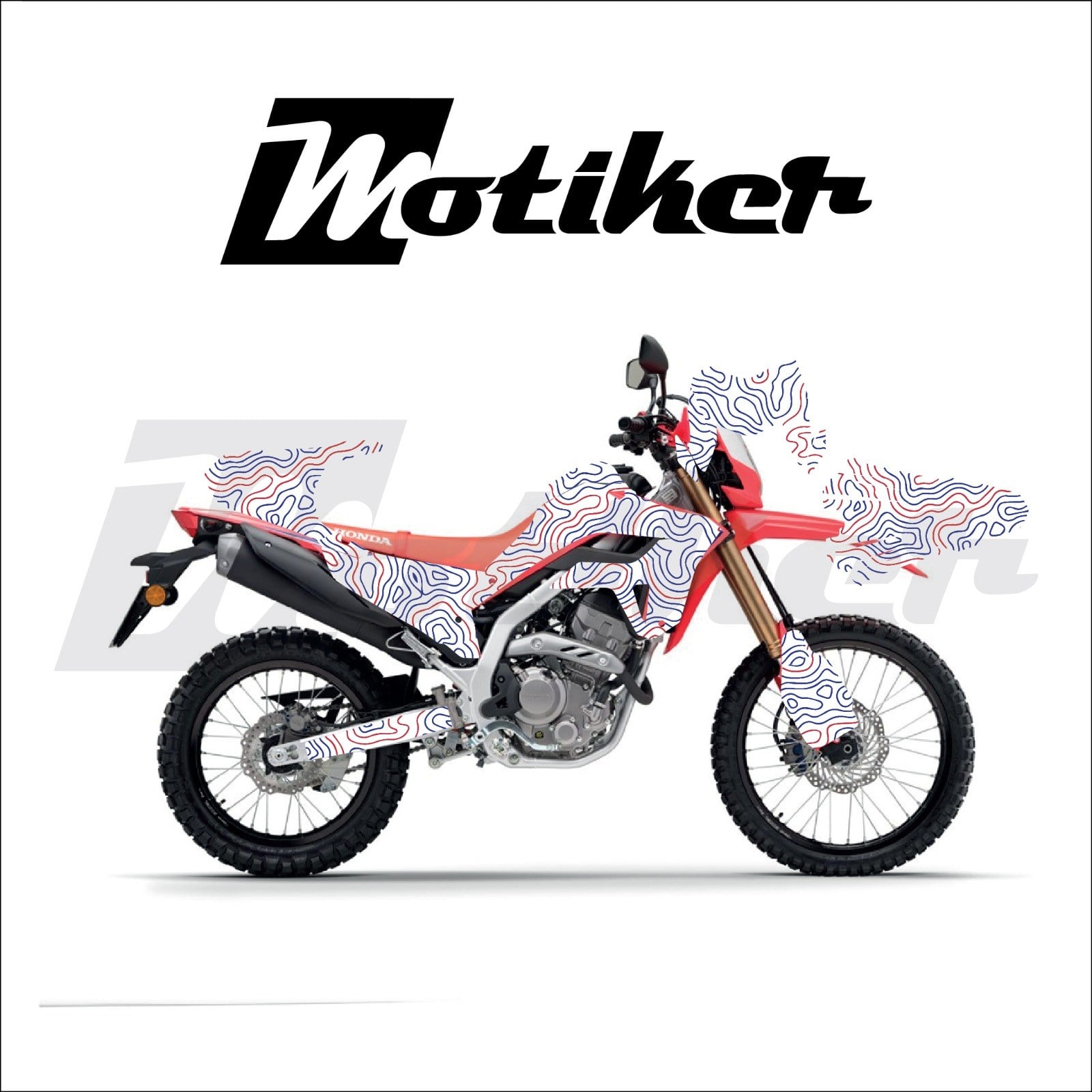 Honda CRF 250L 2025-2026 Model Izohips Tasarımlı Sticker Etiket Modeli Beyaz Zemin