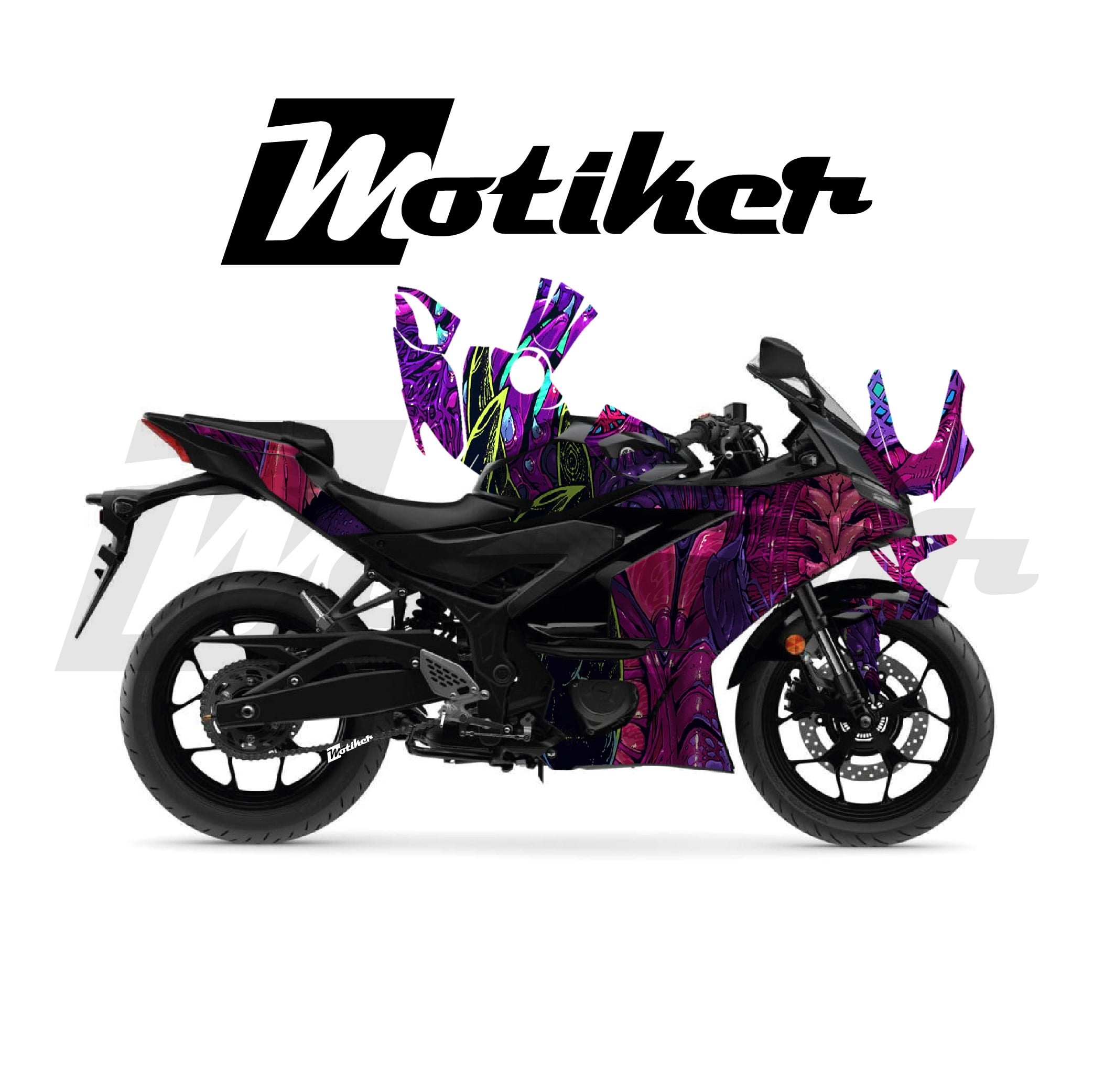 Yamaha YZF R25 Parçalı Kaplama Sticker Etiket Modeli Yaratık Desen 8 (MTK9369)
