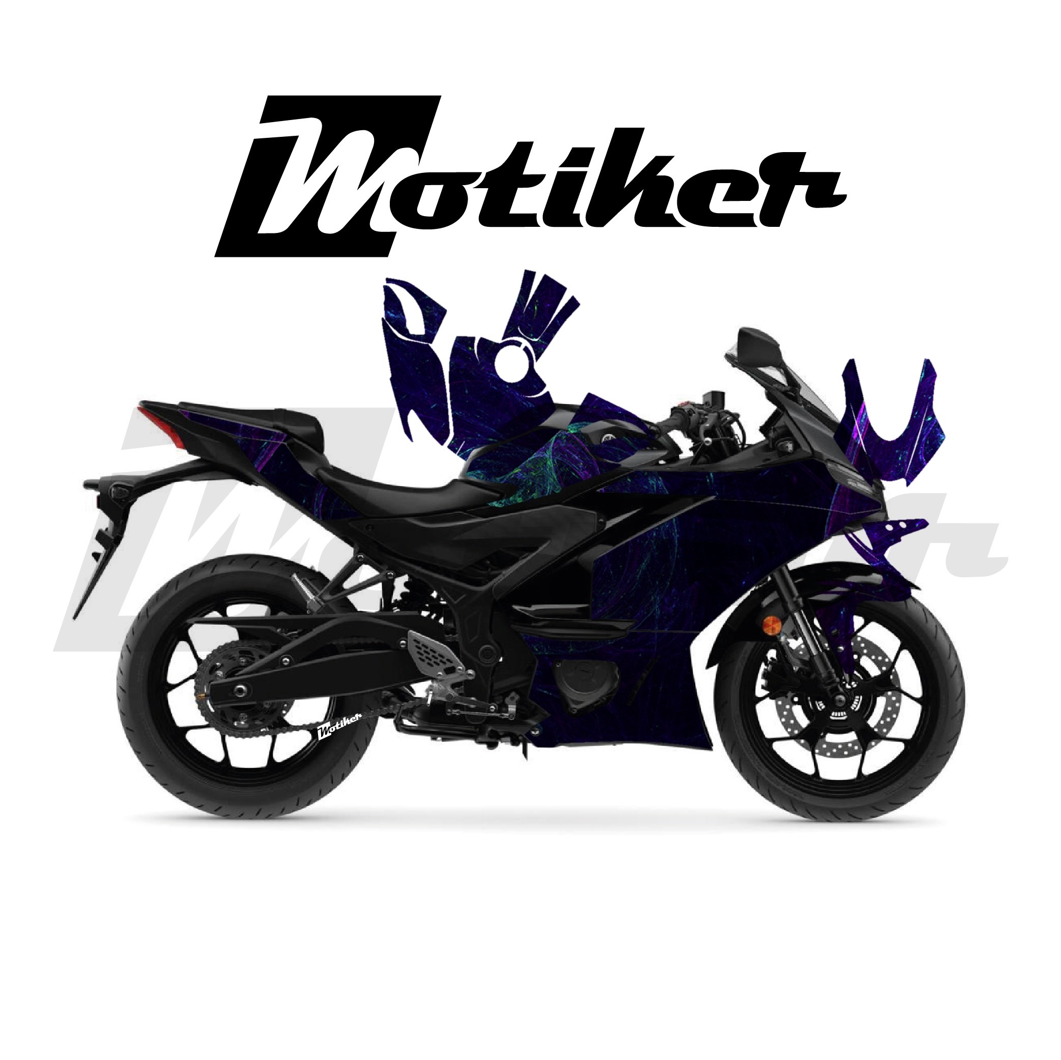 Yamaha YZF R25 Parçalı Kaplama Sticker Etiket Modeli Kozmik Duman Desen 23 (MTK9384)
