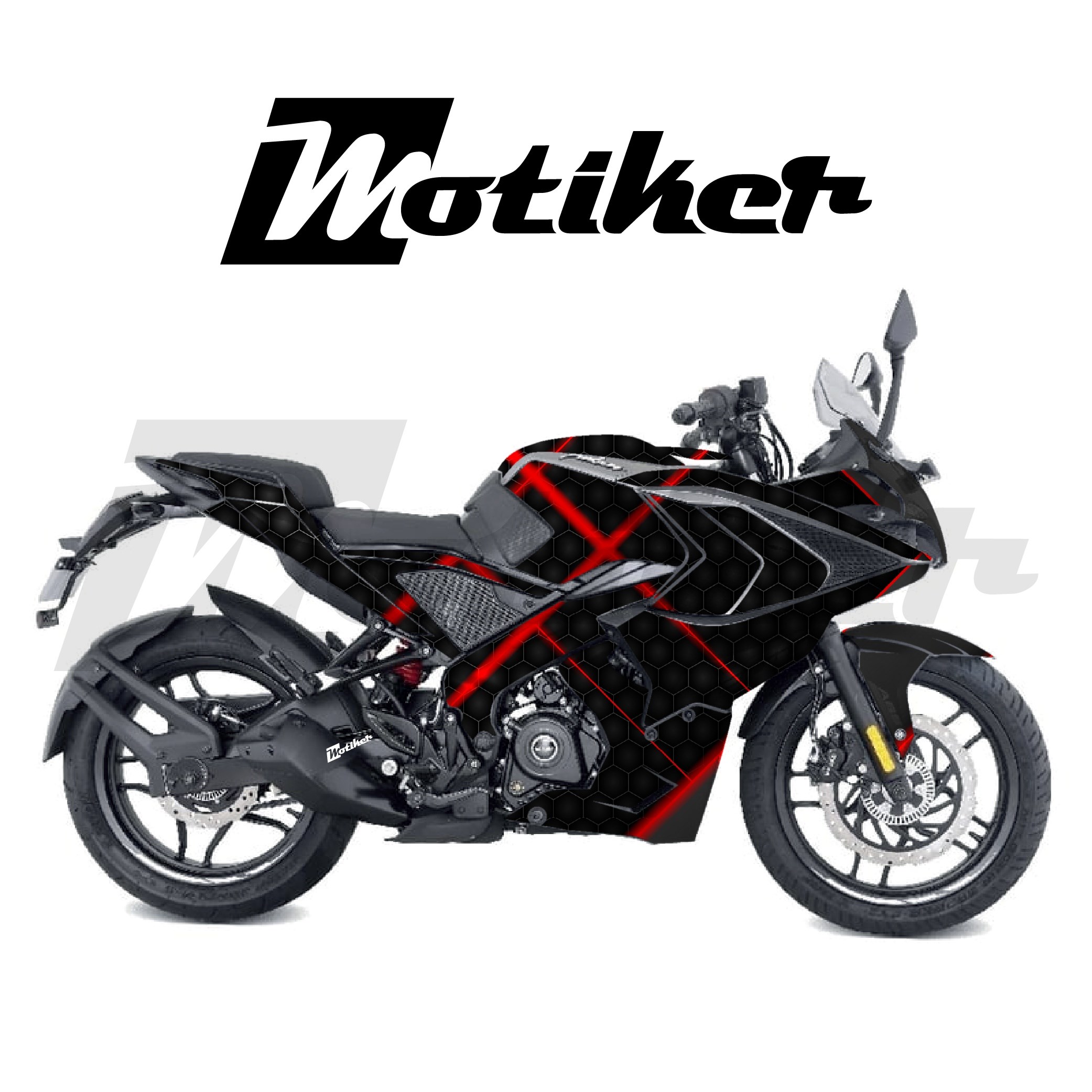 Bajaj RS200 Parçalı Kaplama Sticker Etiket Modeli Karbon Lazer Desen 17 (MTK9378)