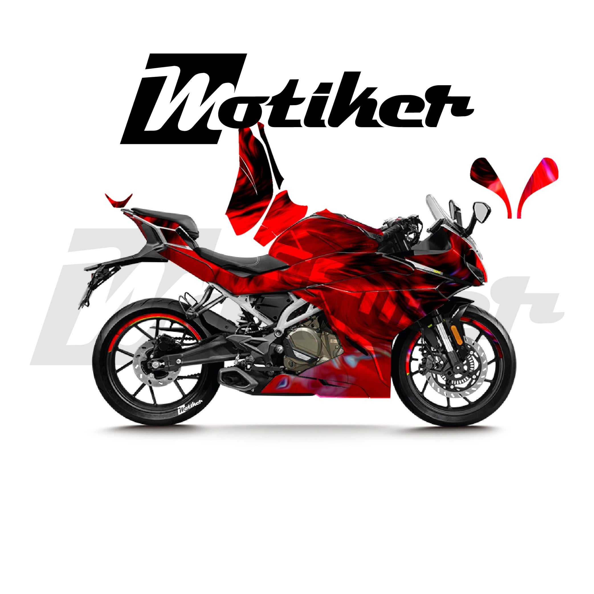 CFMOTO 250SR Parçalı Kaplama Sticker Etiket Modeli Akışkan Doku Desen 7 (MTK9368)