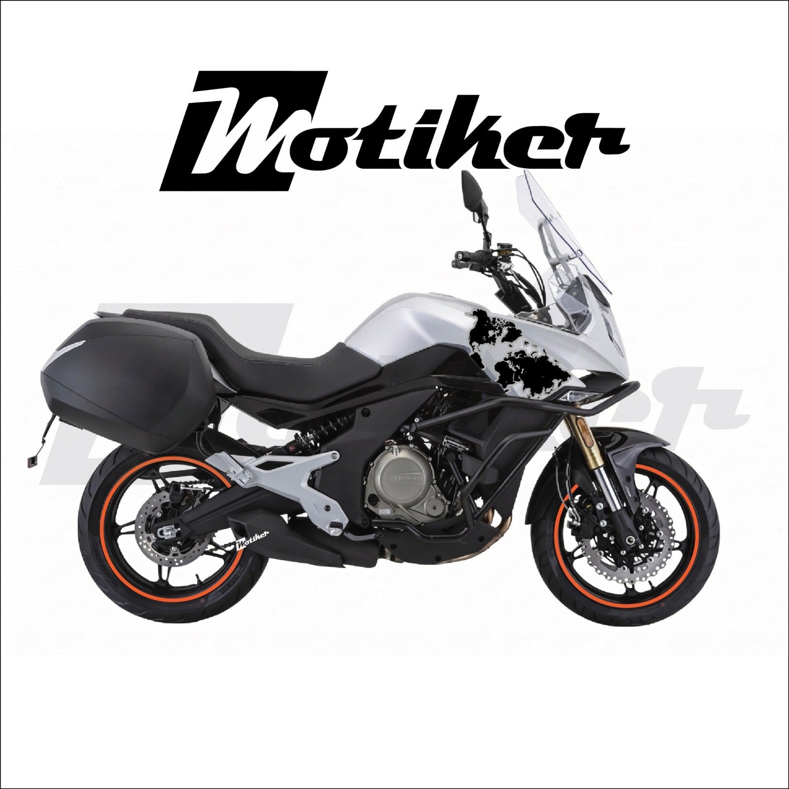 CF MOTO 650MT Dünya Haritası Tasarım Sticker Etiket Modeli