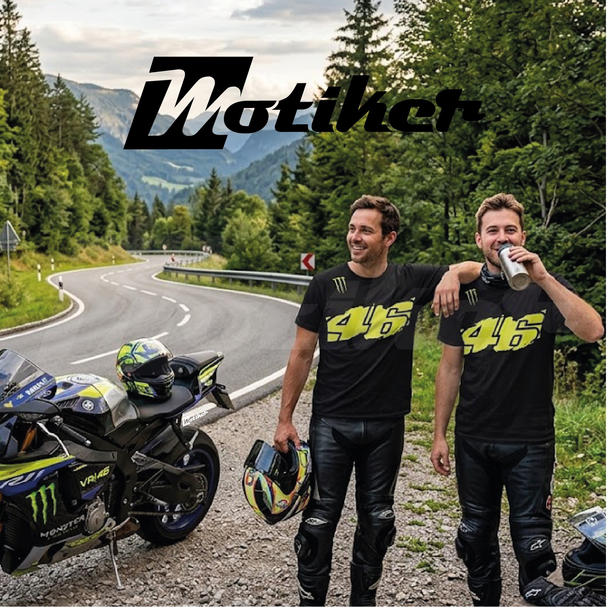 Monster VR-46 Motorcu T-Shirt Modeli Siyah