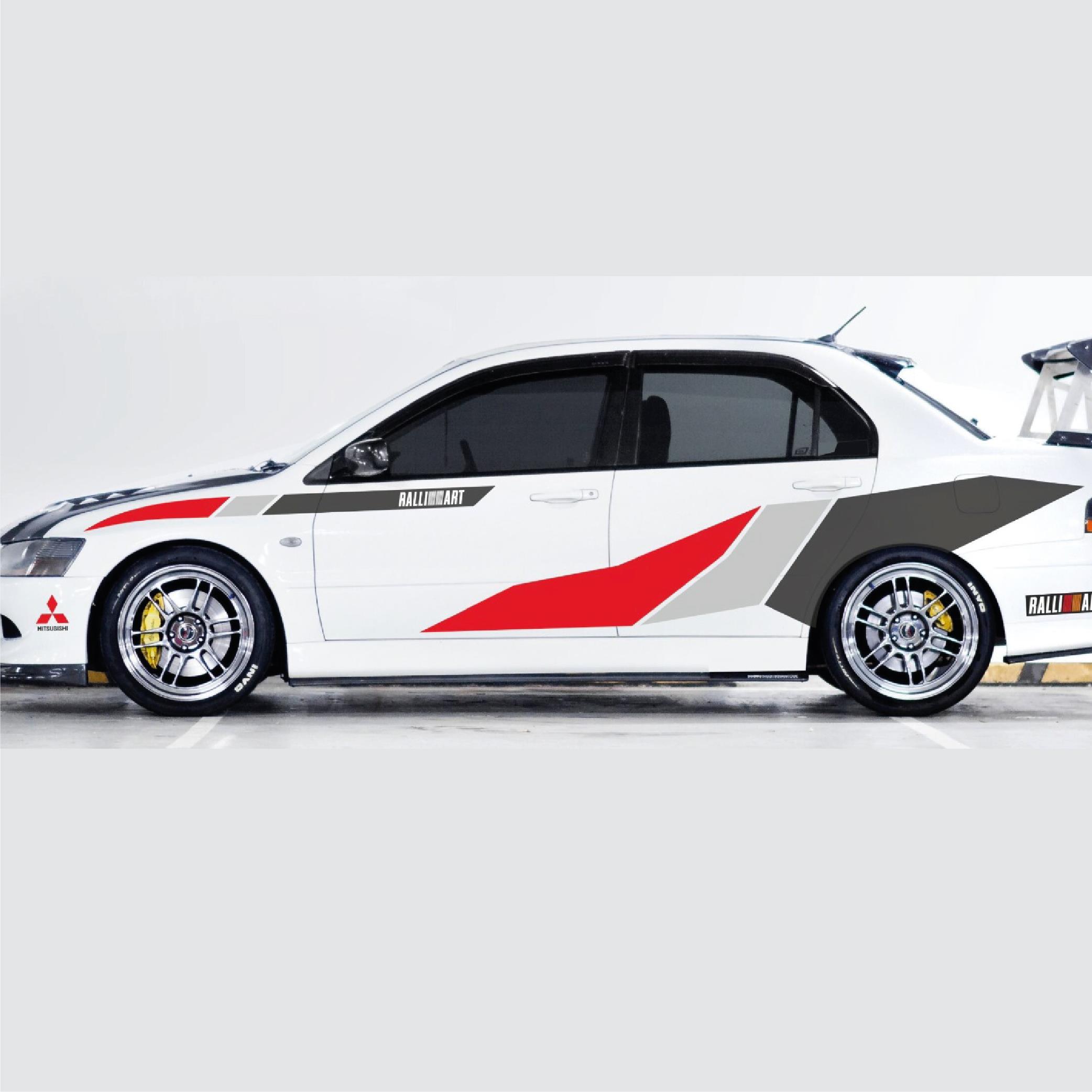 Mitsubishi Evo Yan Kapı Ralli Detaylı Sticker Etiket Modeli