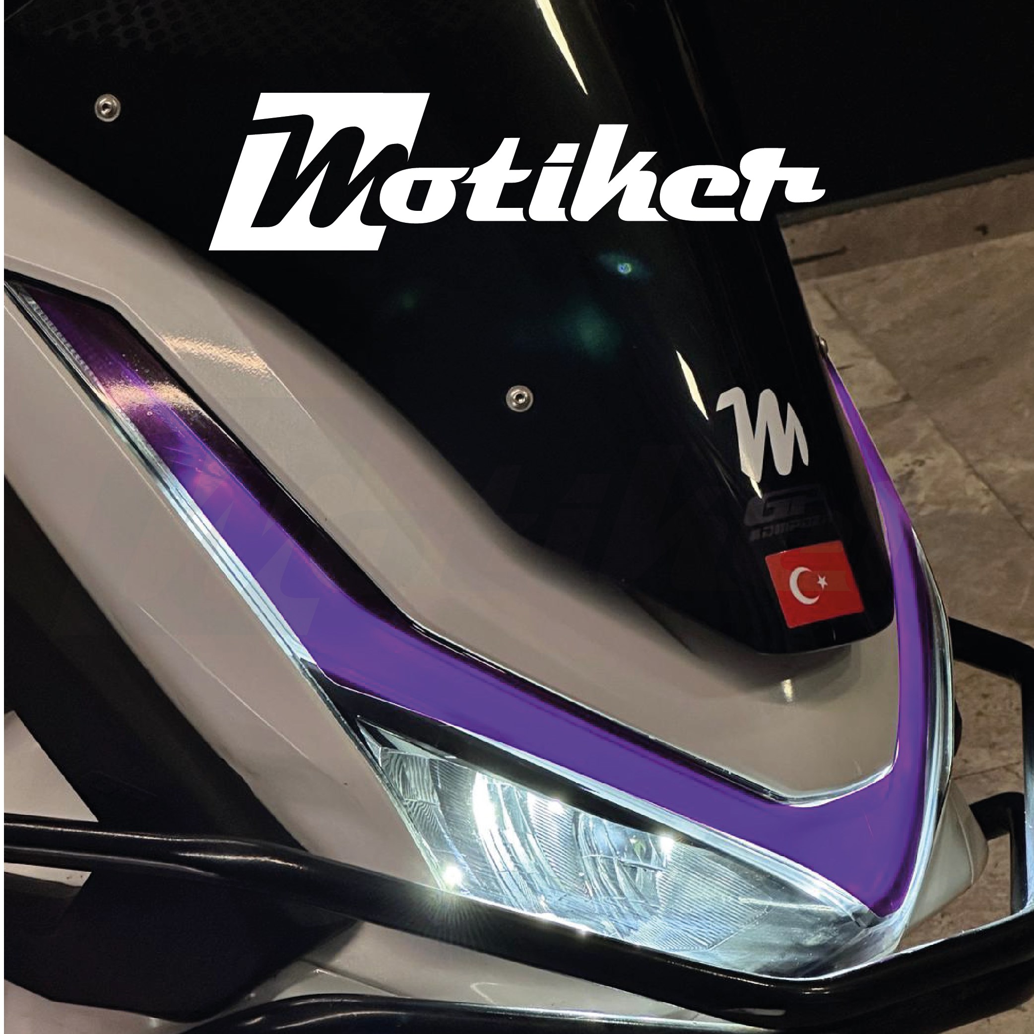 HONDA PCX 2025 Motosiklet Far Sticker Etiket Modeli Mor