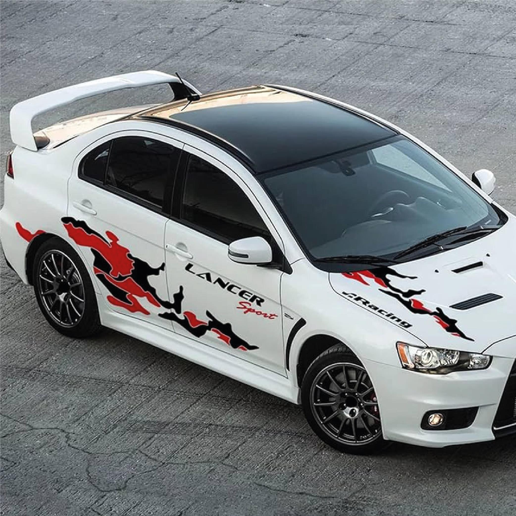 Mitsubishi Evo Yan Kapı Kamuflaj Lancer Sport Sticker Etiket Modeli