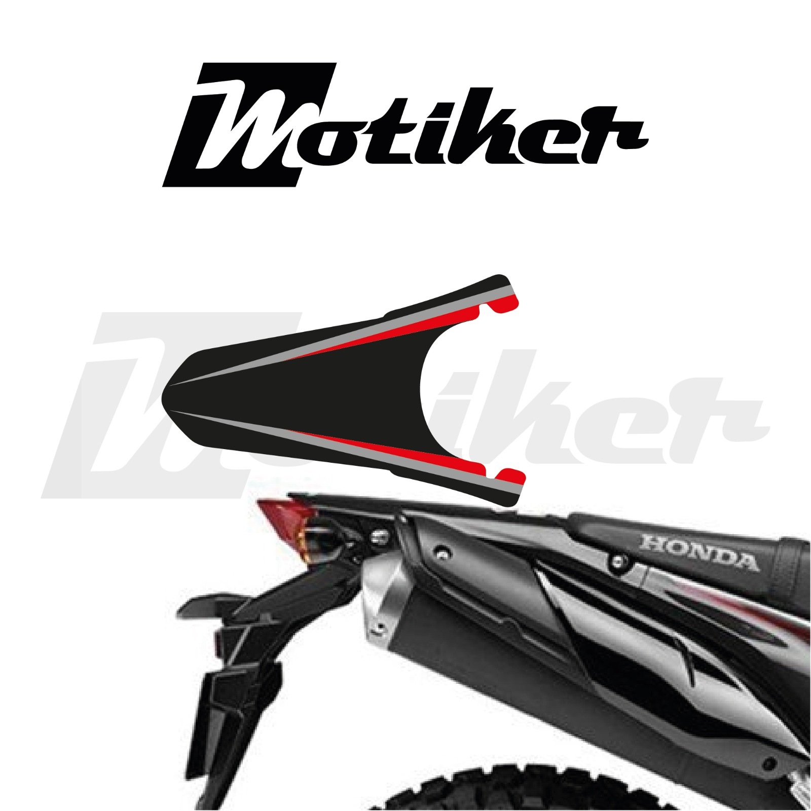Honada CRF 250L  Arka Kuyruk Orjinal Tasarım Siyah Gri Kırmızı Sticker Etiket Modeli