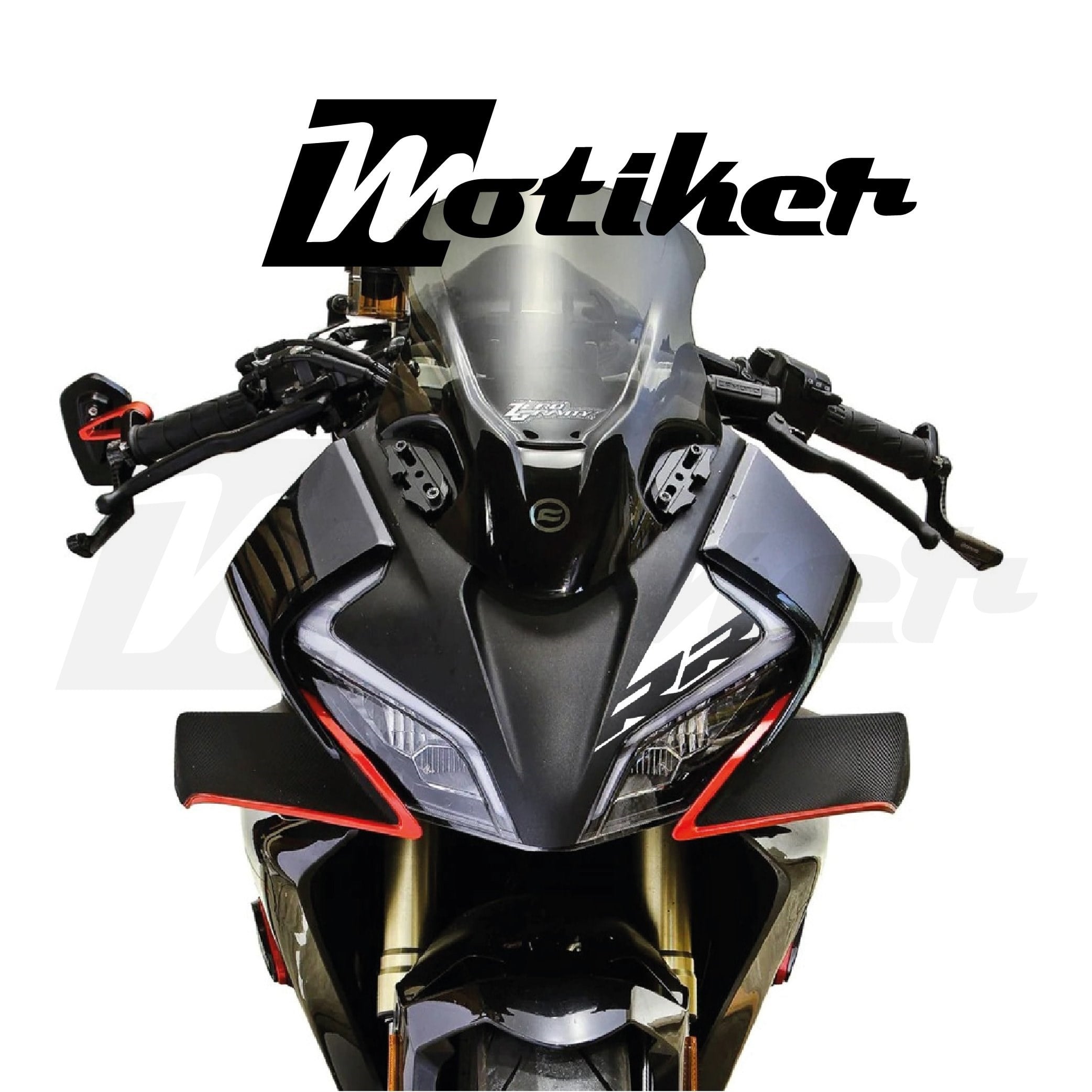CF MOTO 450SR Ön Kafa Kırmızı RR Yazı Tasarımı Sticker Etiket Modeli
