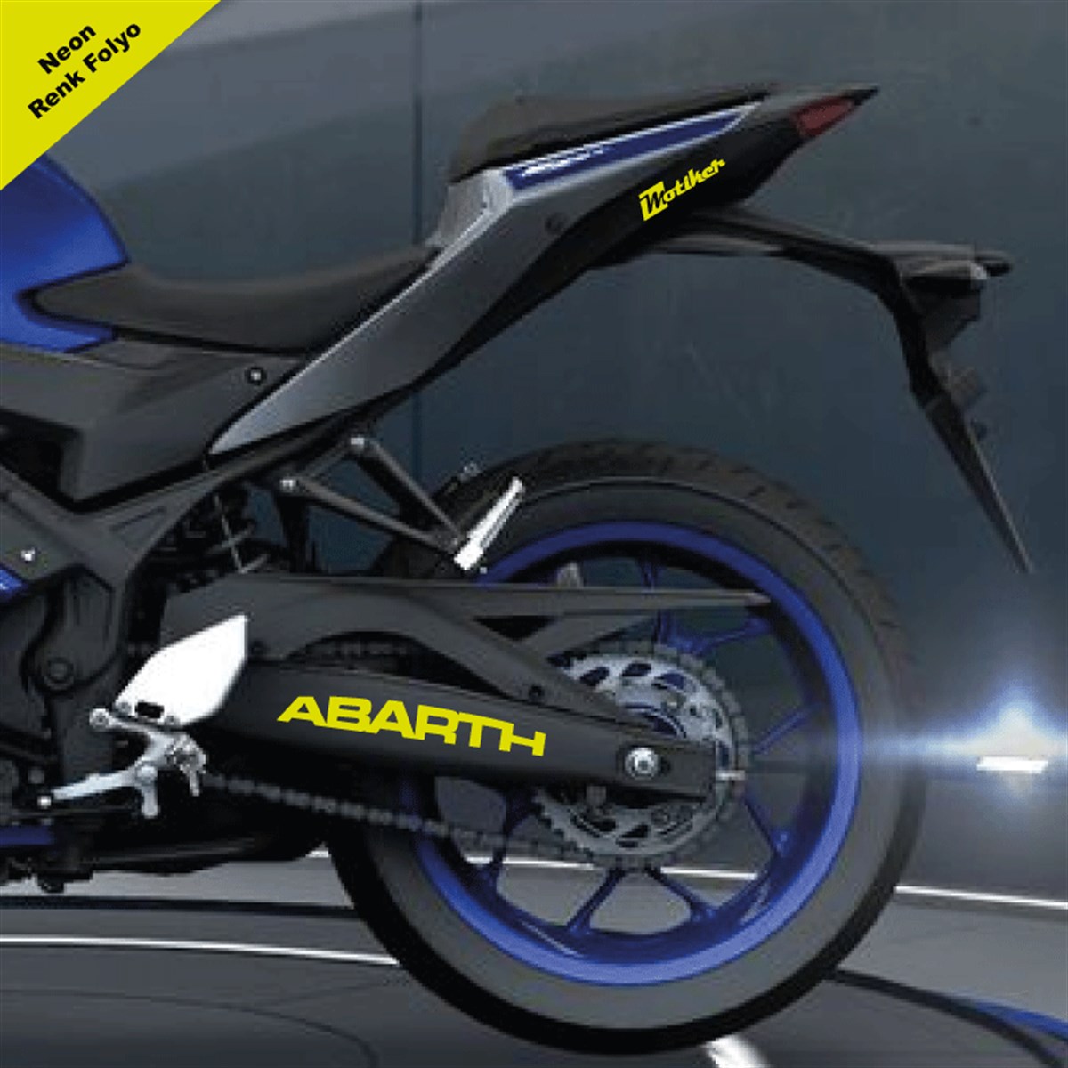 Abarth Yazılı Neon Sarı Arka Maşa Sticker Etiket Modeli