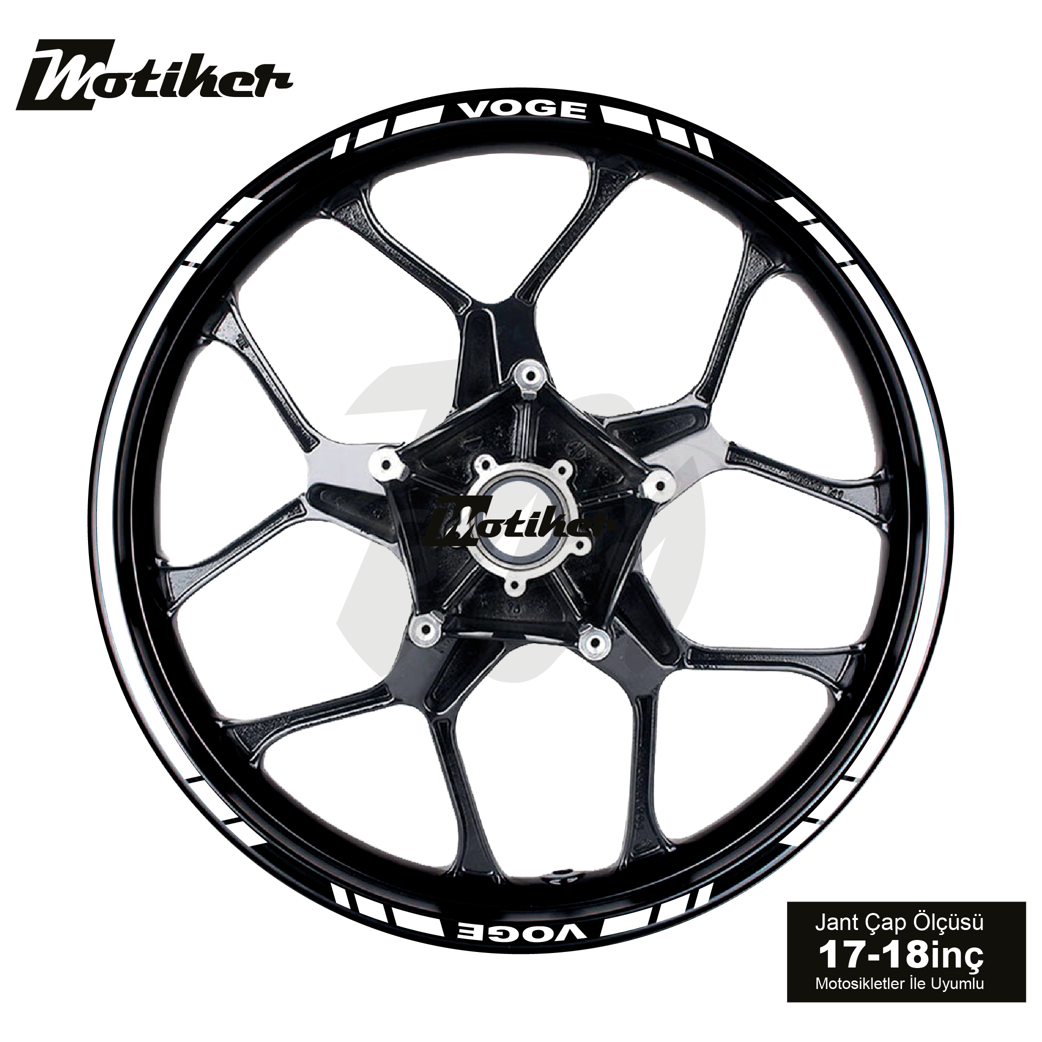 Voge Tek Renk Beyaz Jant Dışı Tasarımı Sticker Etiket Modeli