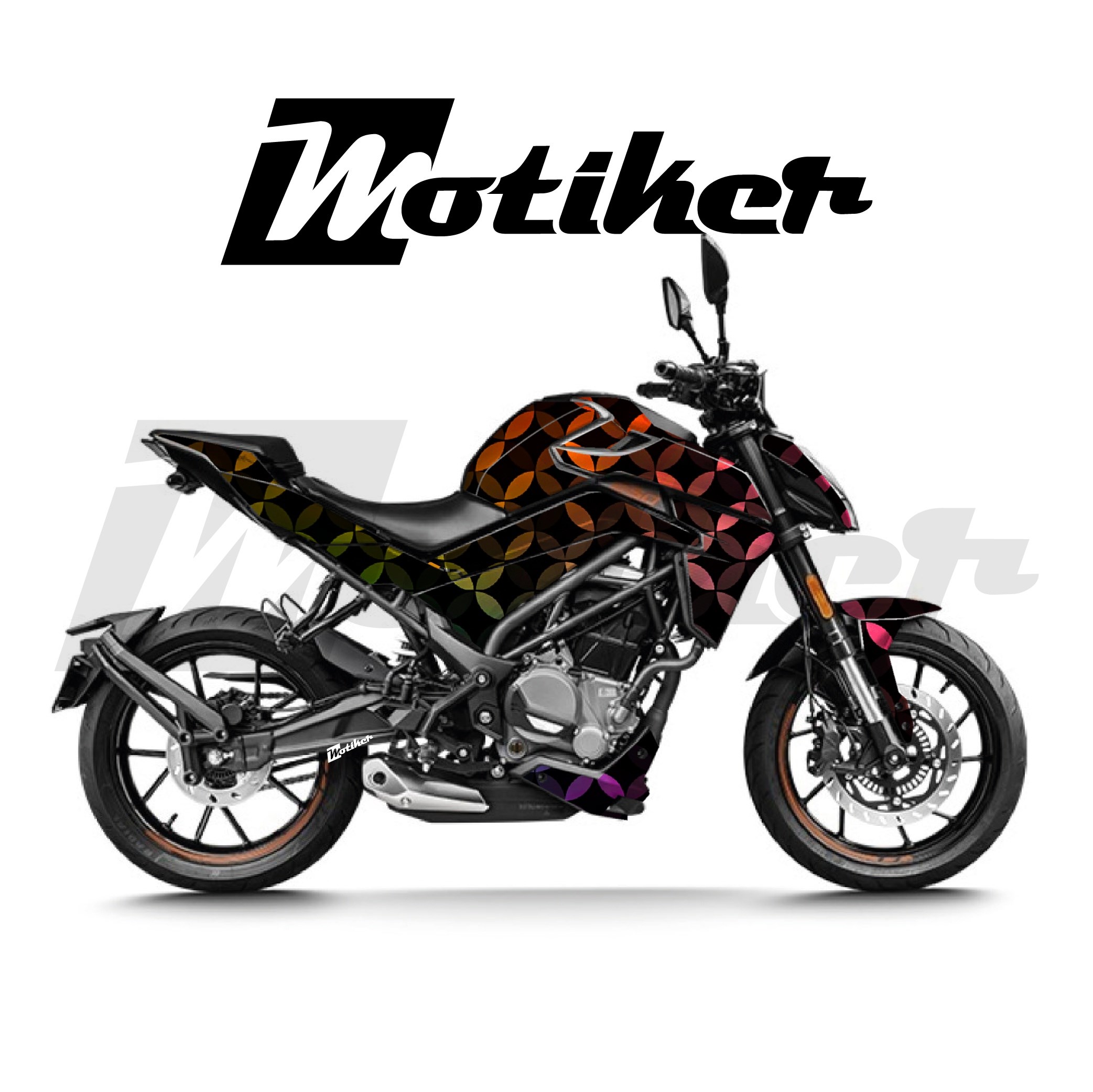 CFMOTO 250NK Parçalı Kaplama Sticker Etiket Modeli Renkli Mozaik Desen 11 (MTK9372)