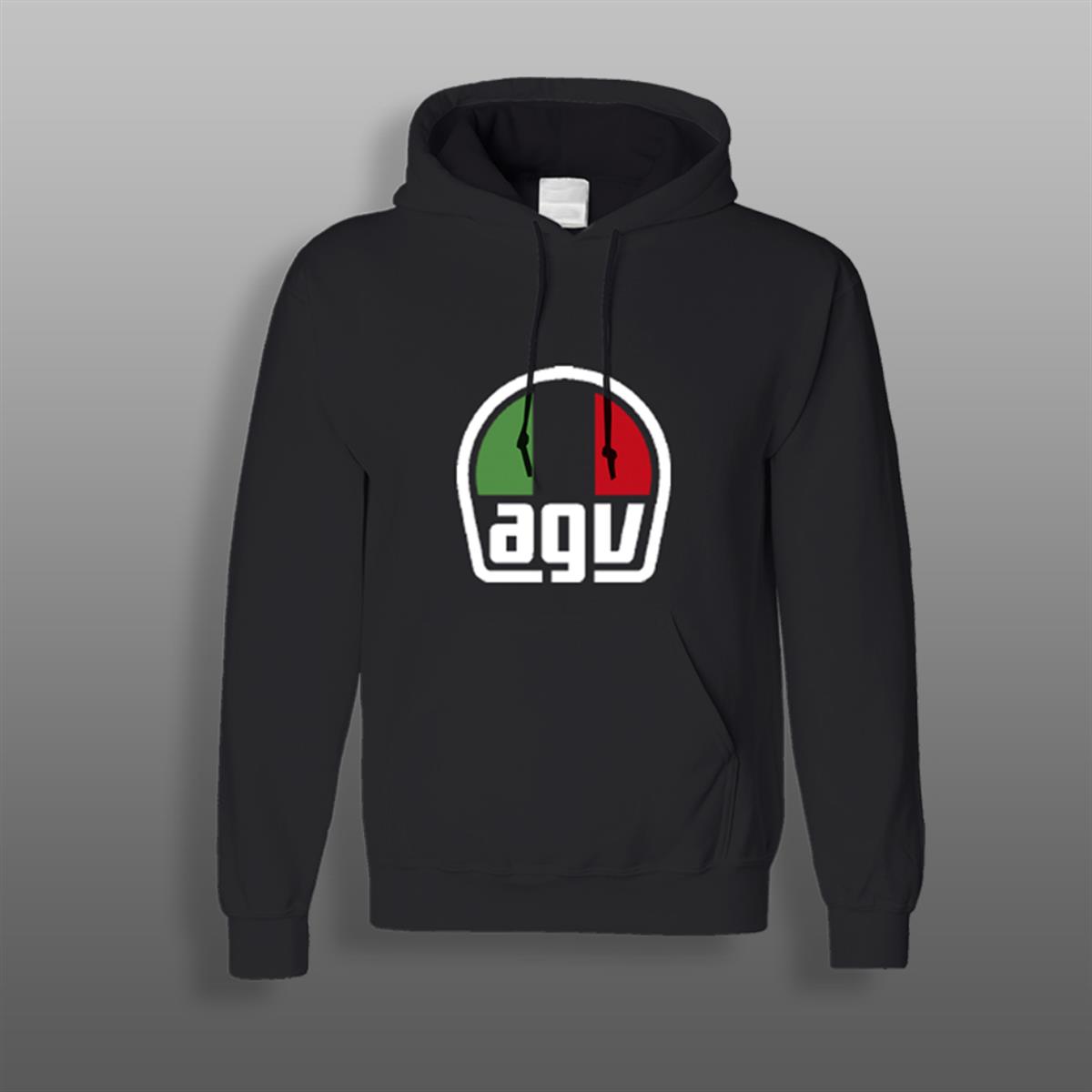 AGV Logo Baskılı Motosiklet Siyah Sweatshirt 