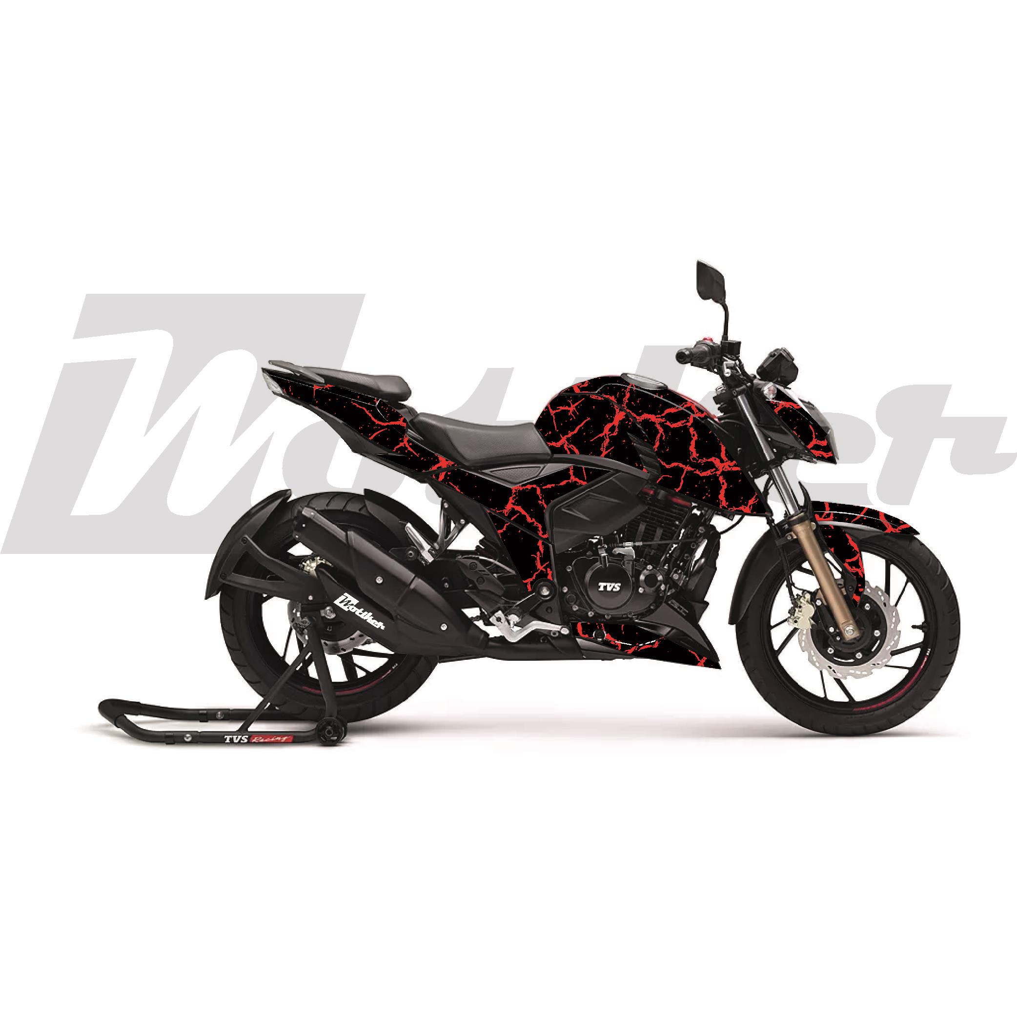 Diğer APACHE RTR 200 Kaplama Sticker Etiket Modeli Şimşek Desen Kırmızı Siyah